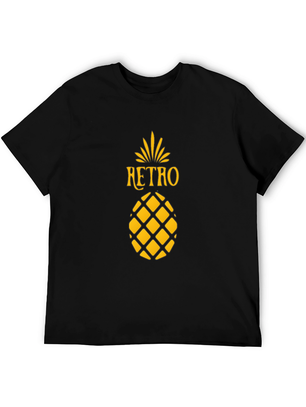 Retro Pineapple Graphic Tee - Stylish Black T-Shirt