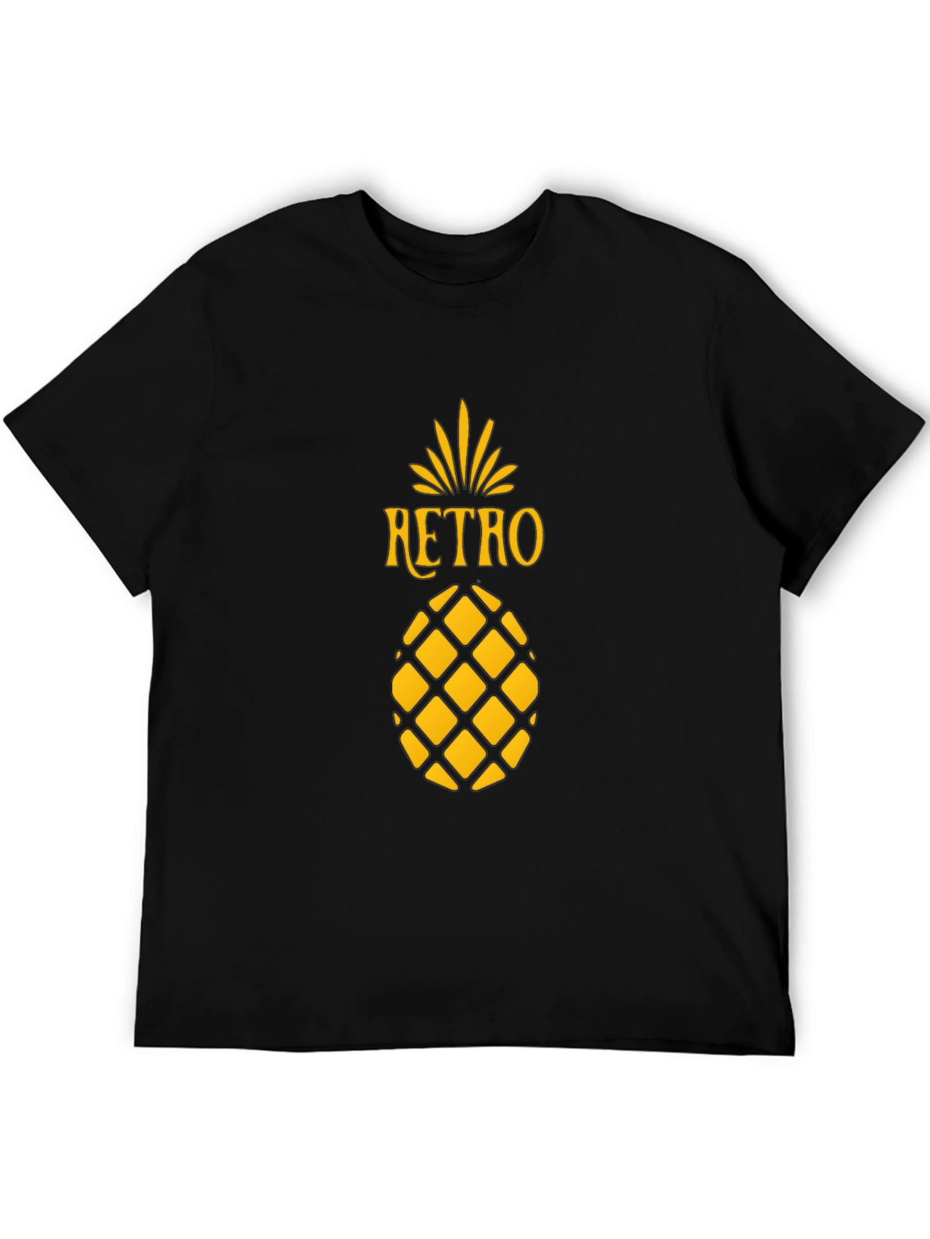 Retro Pineapple Graphic Tee - Stylish Black T-Shirt