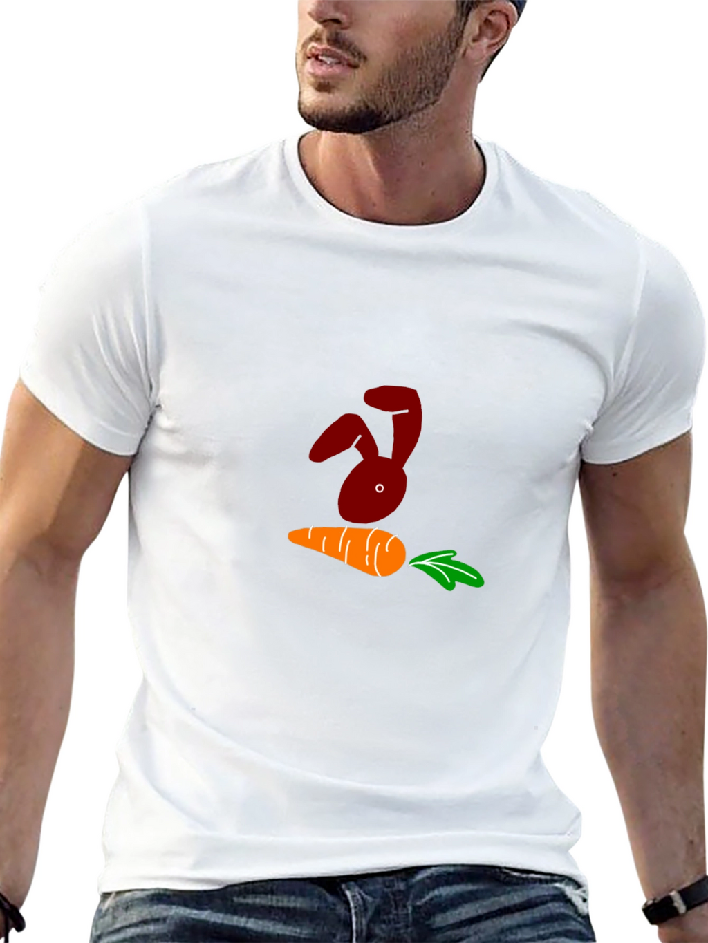 Bunny and Carrot Graphic Black T-Shirt