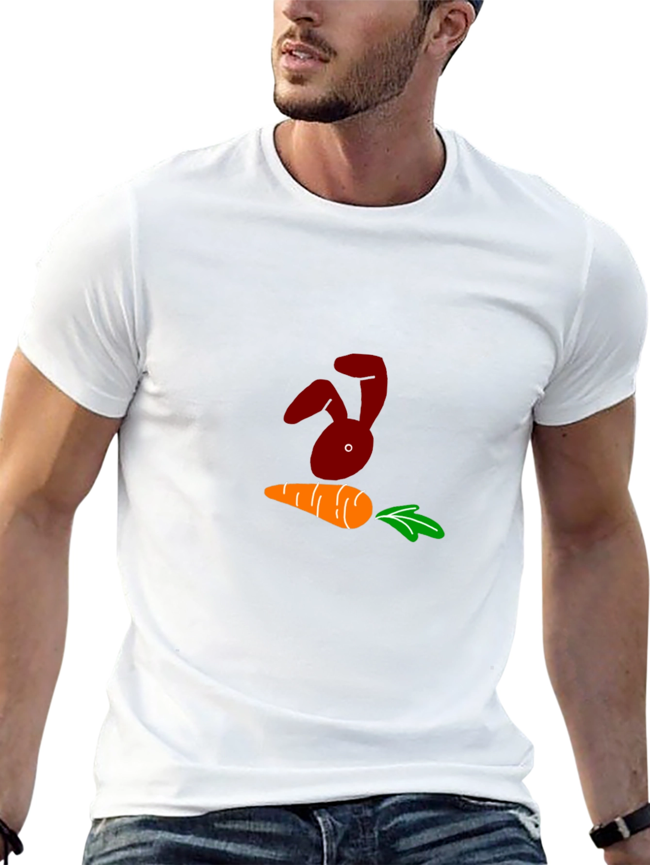 Bunny and Carrot Graphic Black T-Shirt