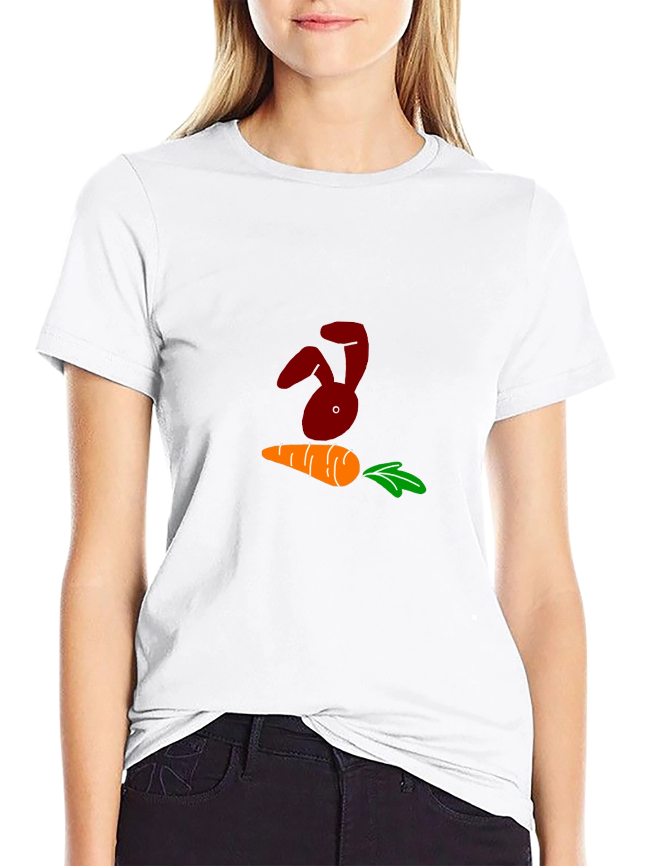 Bunny and Carrot Graphic Black T-Shirt