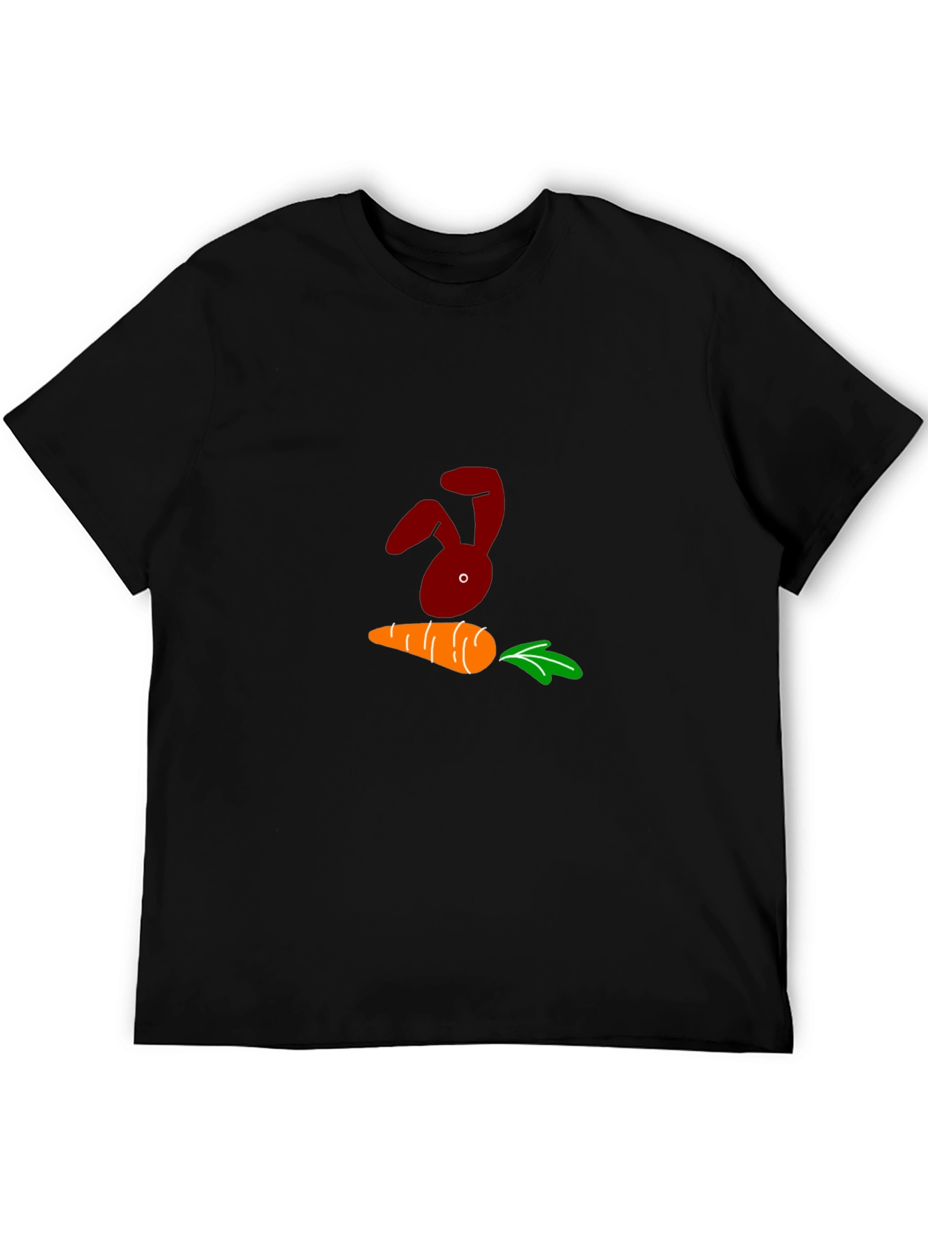 Bunny and Carrot Graphic Black T-Shirt
