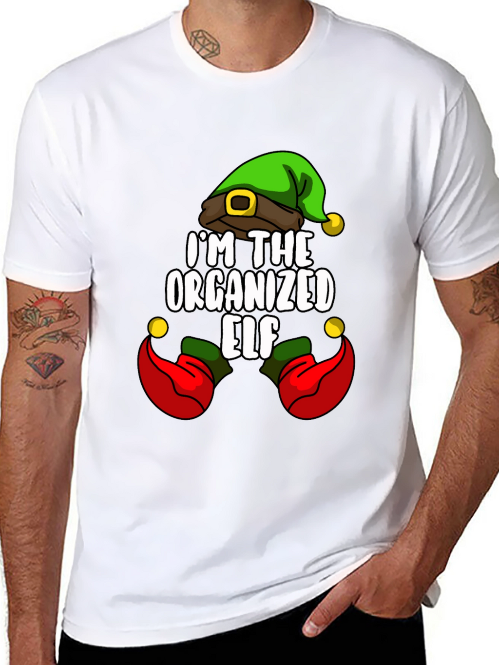 Organized Elf Graphic Tee Christmas Holiday Shirt