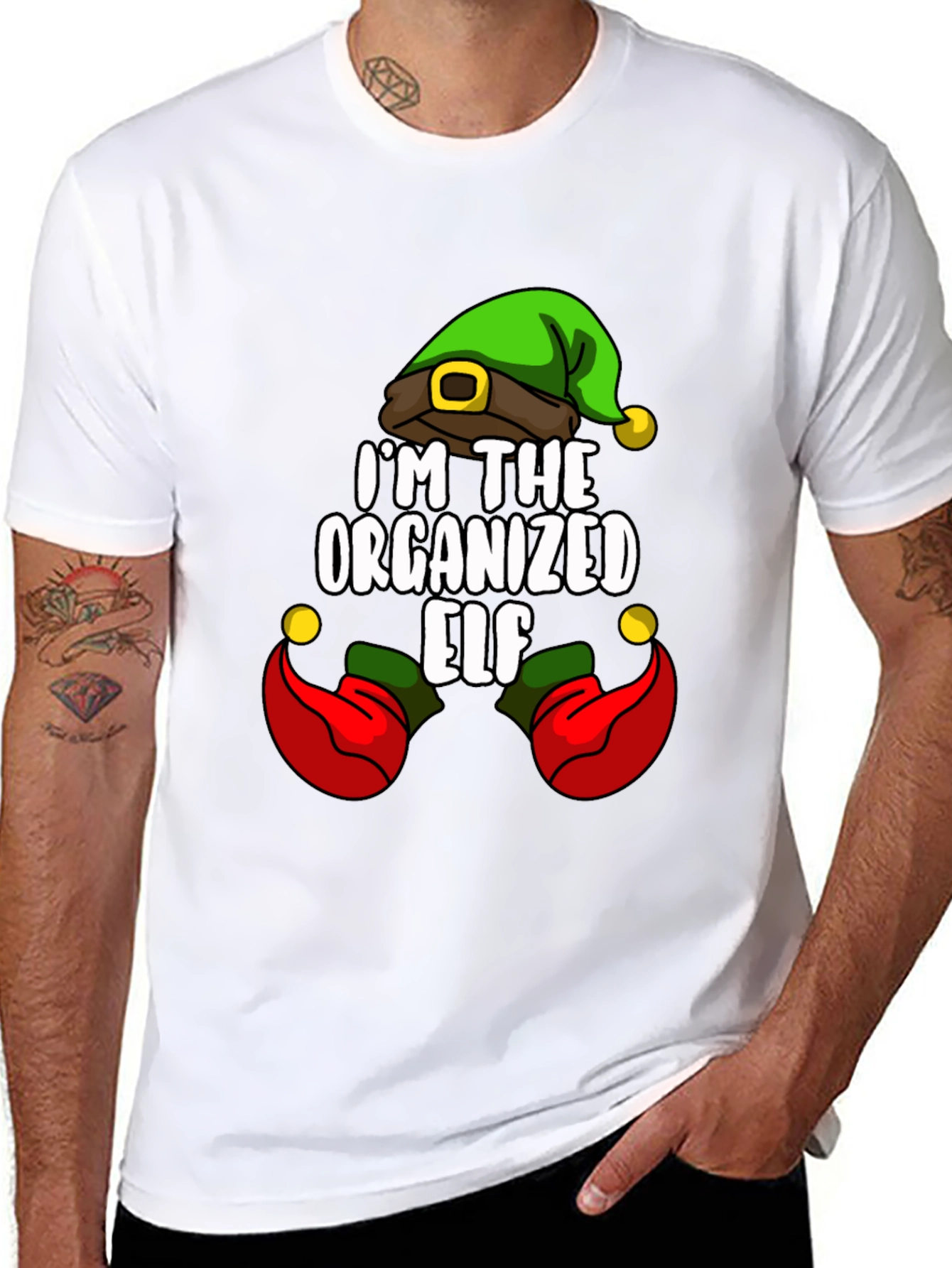 Organized Elf Graphic Tee Christmas Holiday Shirt