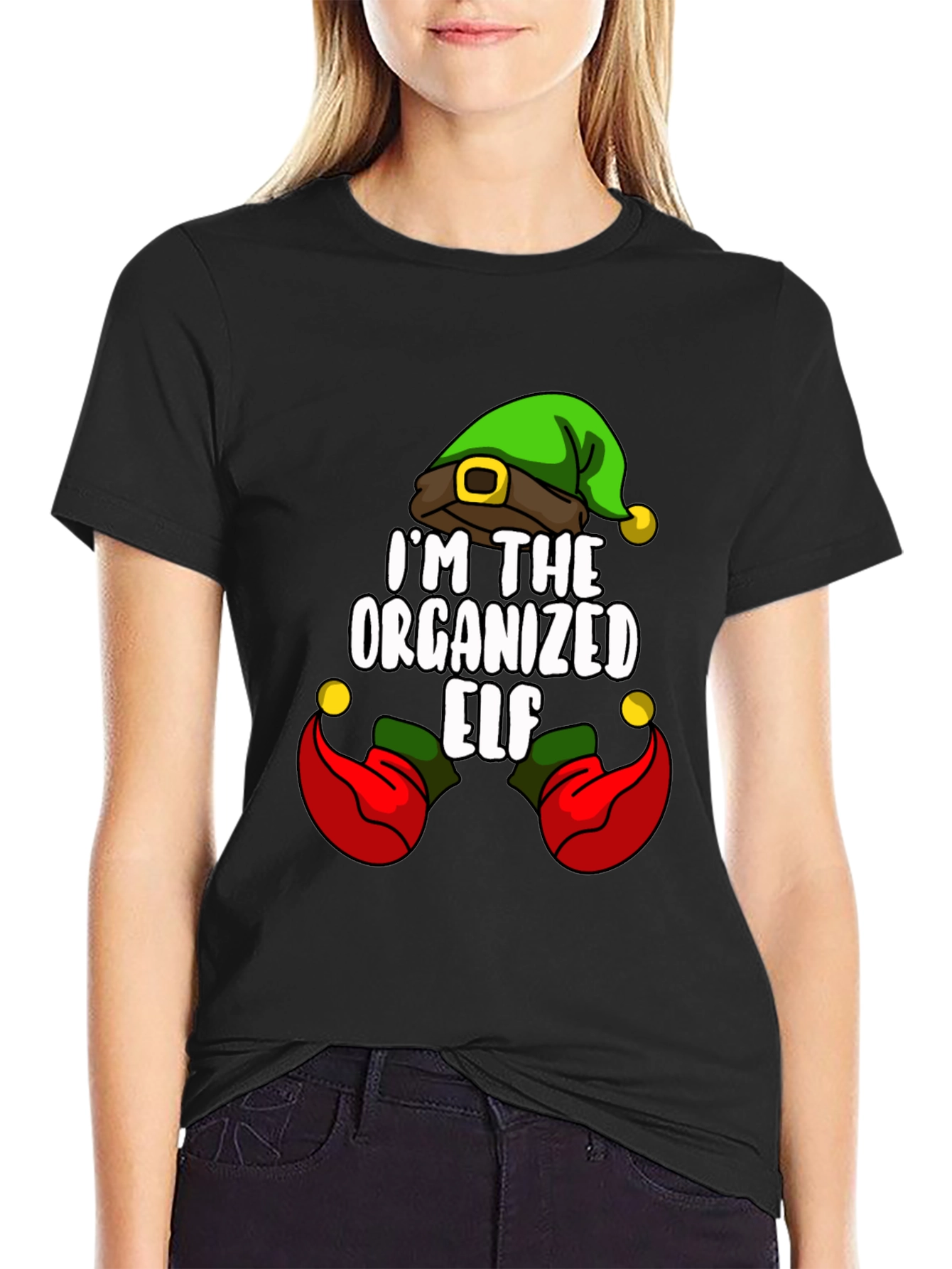 Organized Elf Graphic Tee Christmas Holiday Shirt