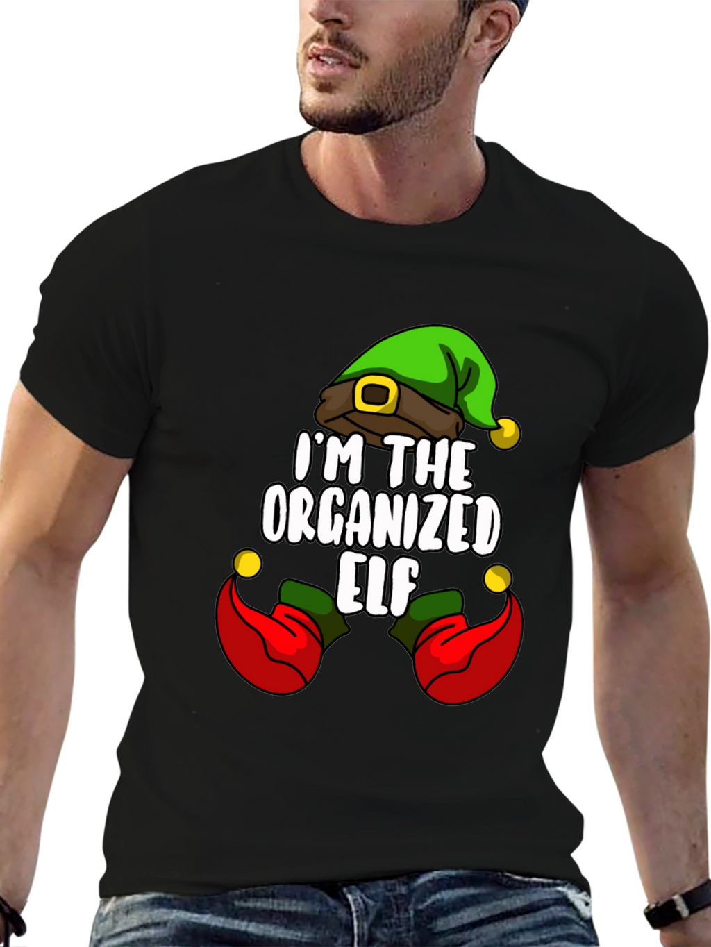 Organized Elf Graphic Tee Christmas Holiday Shirt