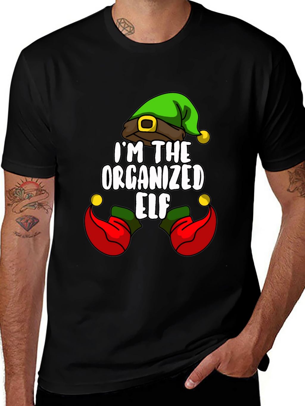Organized Elf Graphic Tee Christmas Holiday Shirt