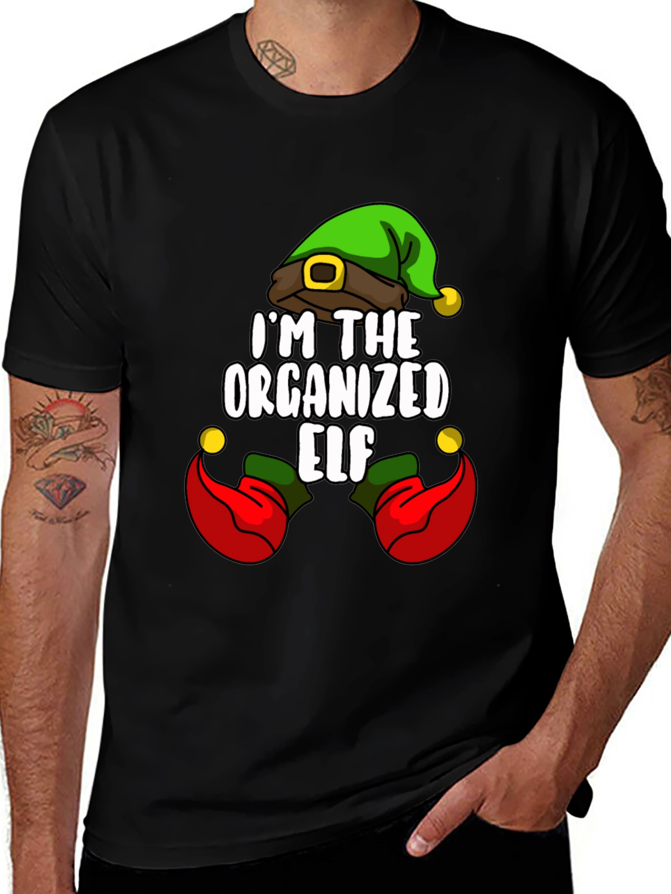 Organized Elf Graphic Tee Christmas Holiday Shirt