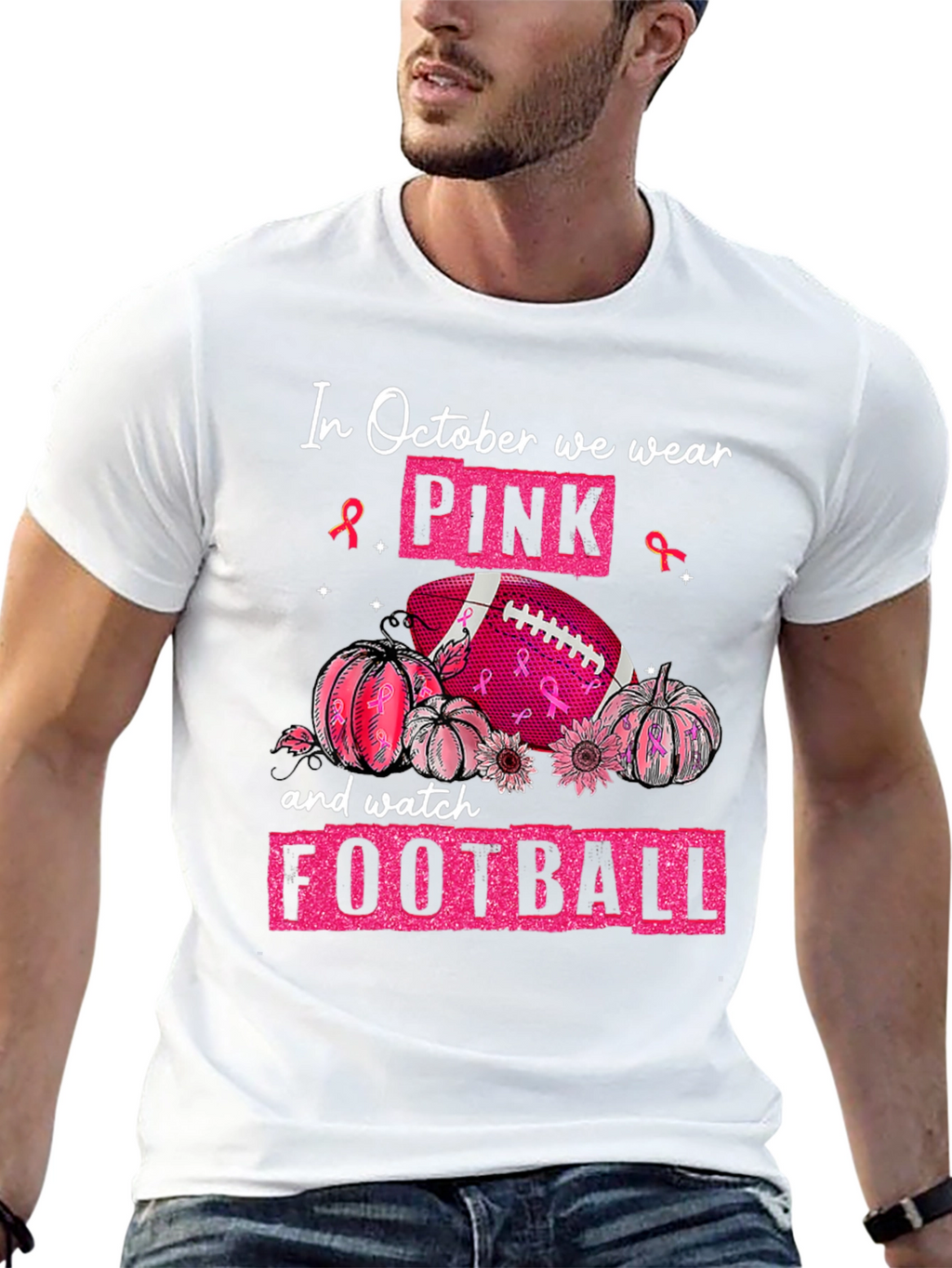 Pink October Football T-Shirt