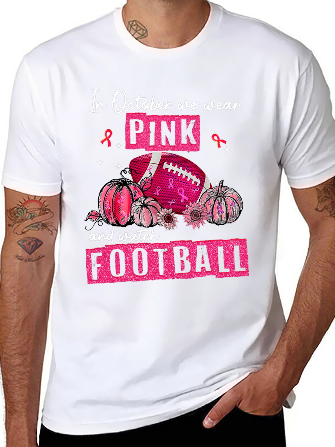 Pink October Football T-Shirt