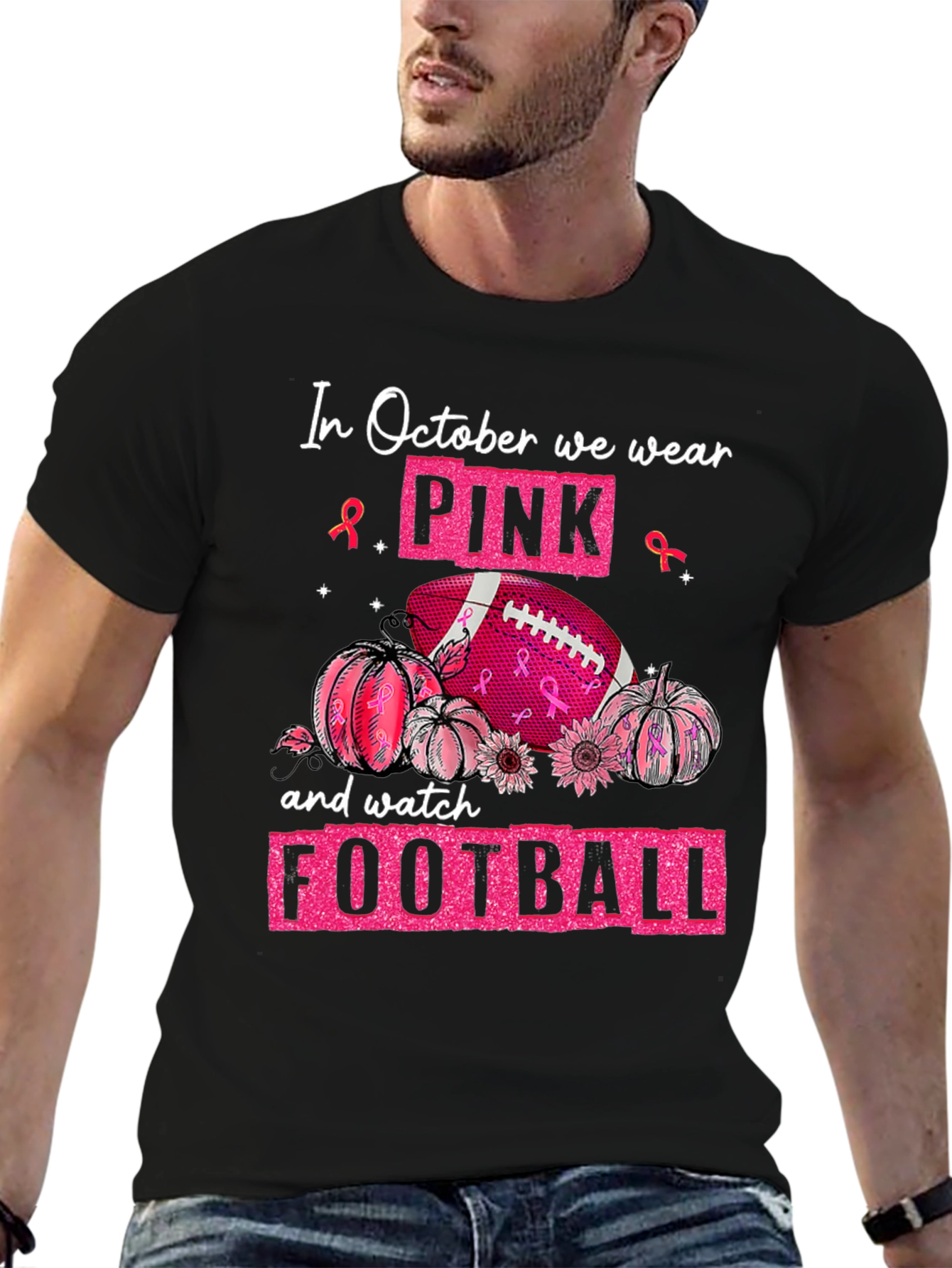 Pink October Football T-Shirt