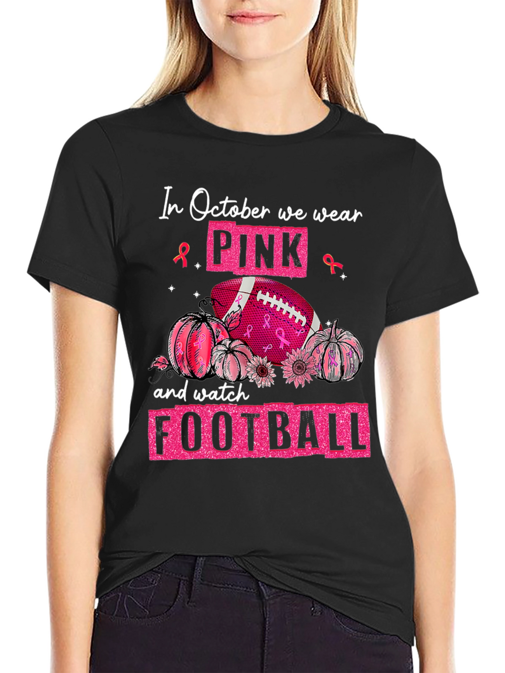 Pink October Football T-Shirt