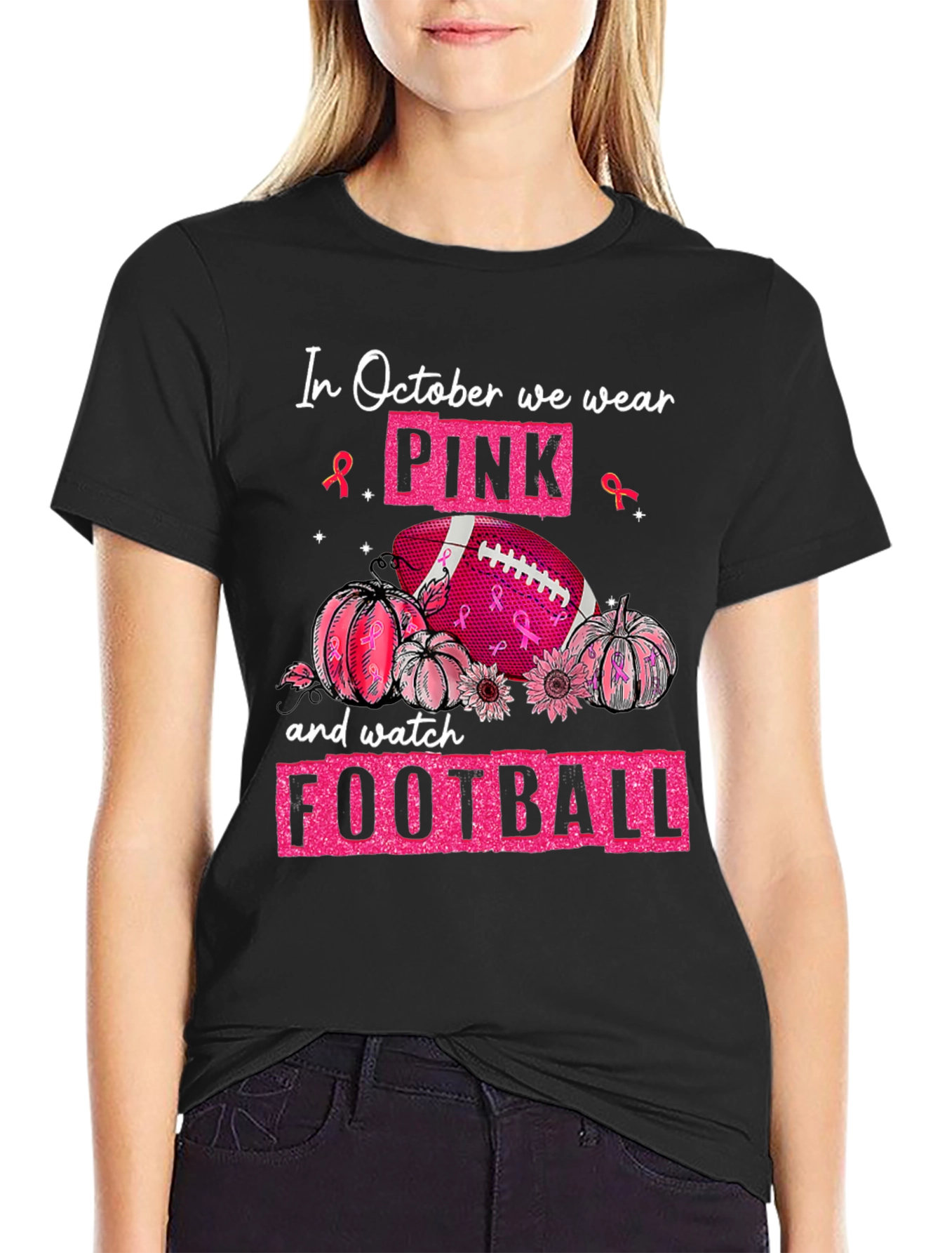 Pink October Football T-Shirt