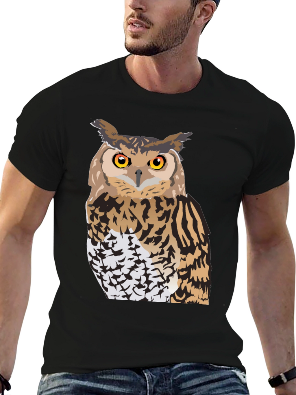 Owl Graphic Black T-Shirt