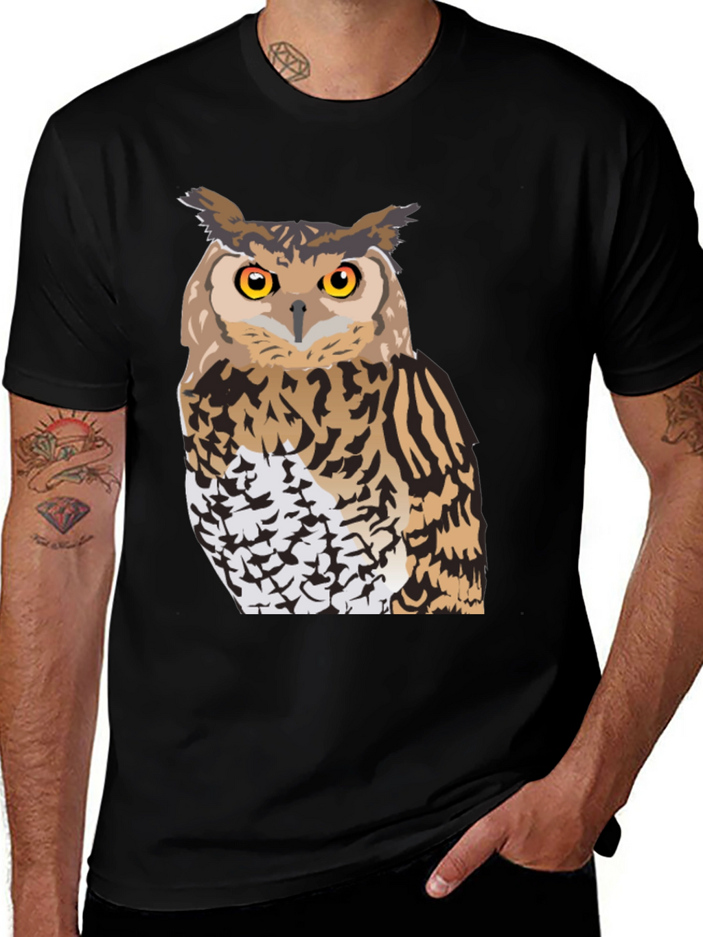 Owl Graphic Black T-Shirt