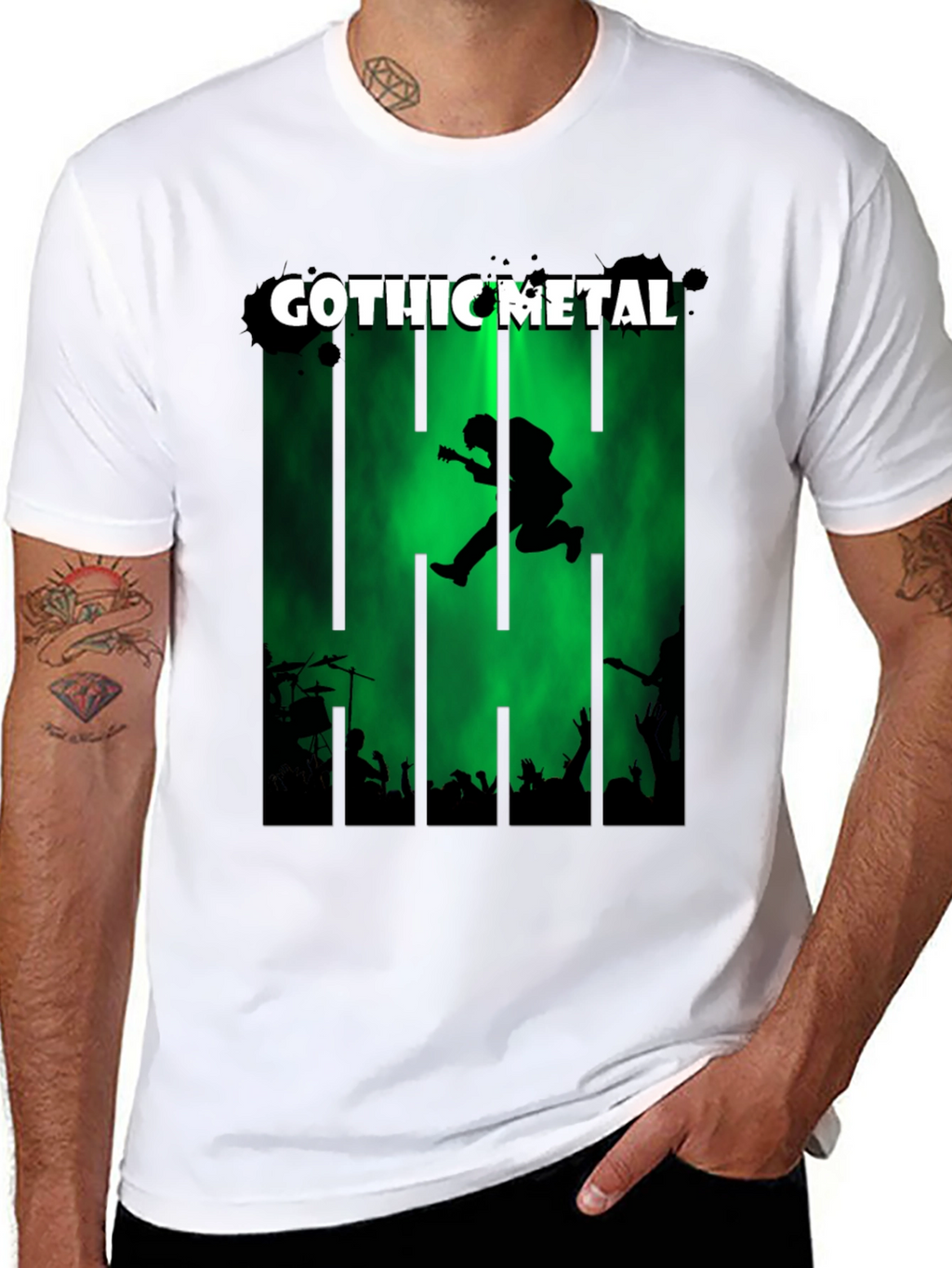 Gothic Metal Band Tee - Mens Graphic Print T-Shirt