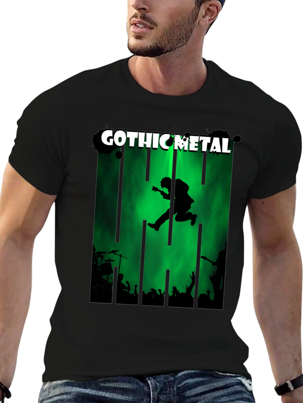 Gothic Metal Band Tee - Mens Graphic Print T-Shirt