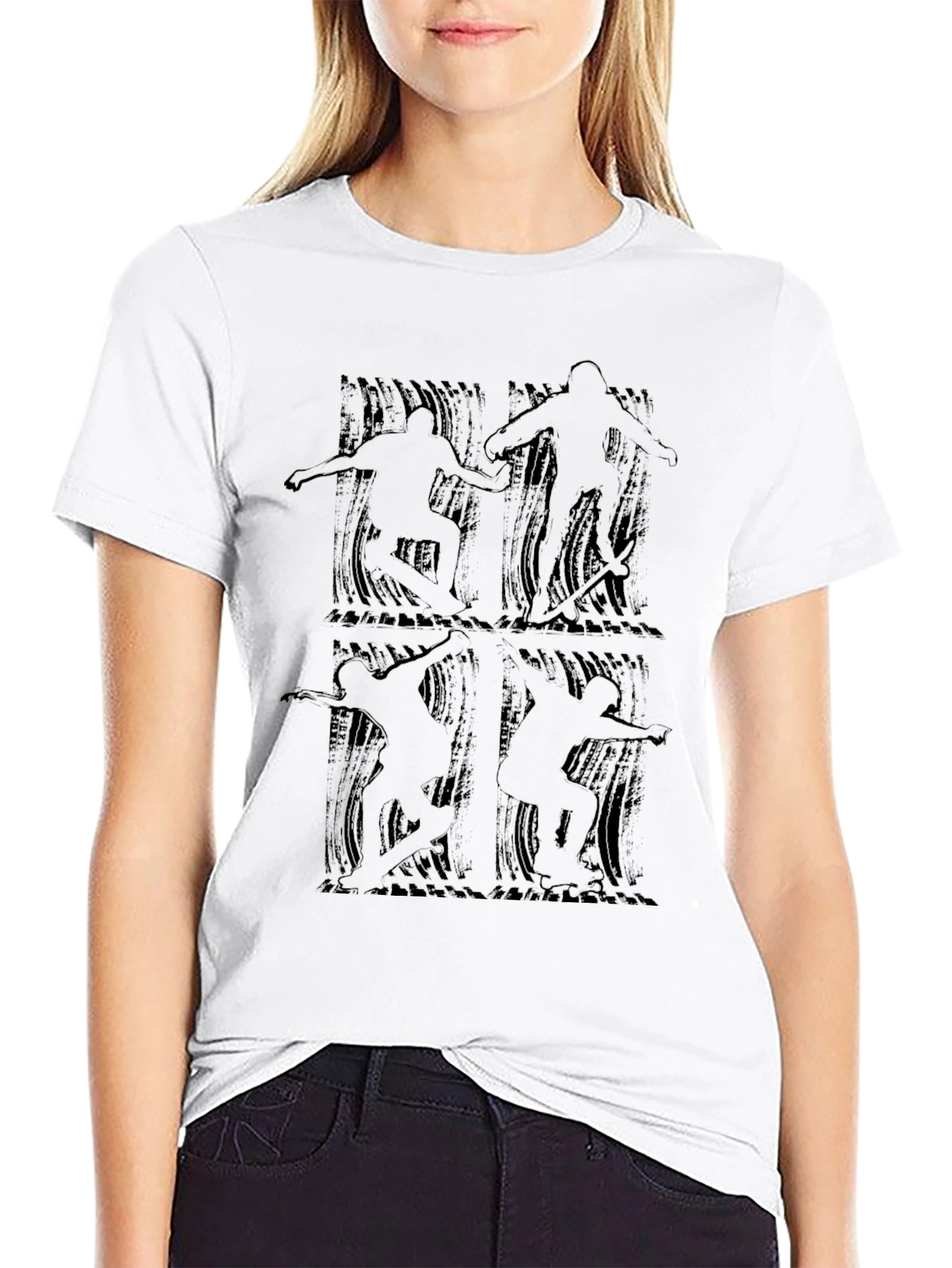 Skateboarding Silhouette Graphic Tee - Black