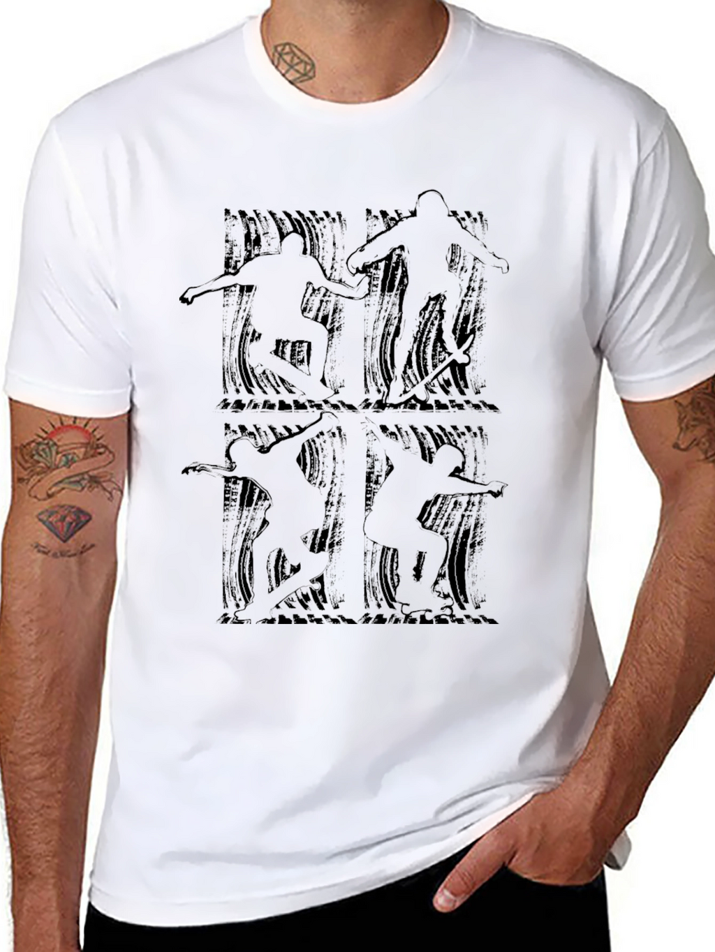Skateboarding Silhouette Graphic Tee - Black