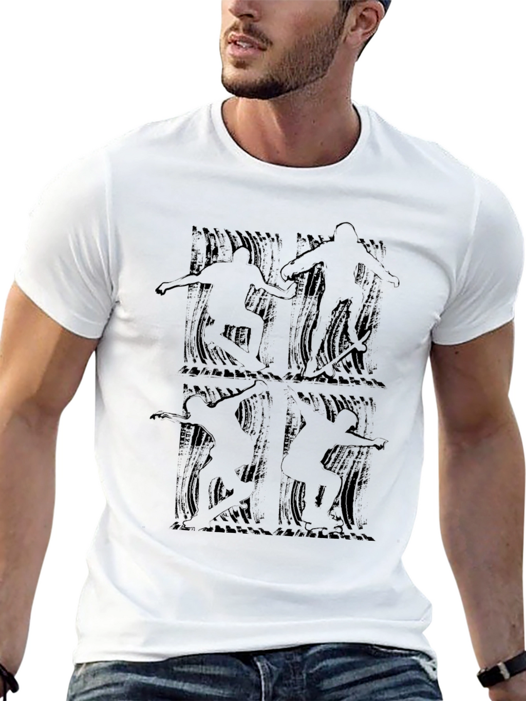 Skateboarding Silhouette Graphic Tee - Black