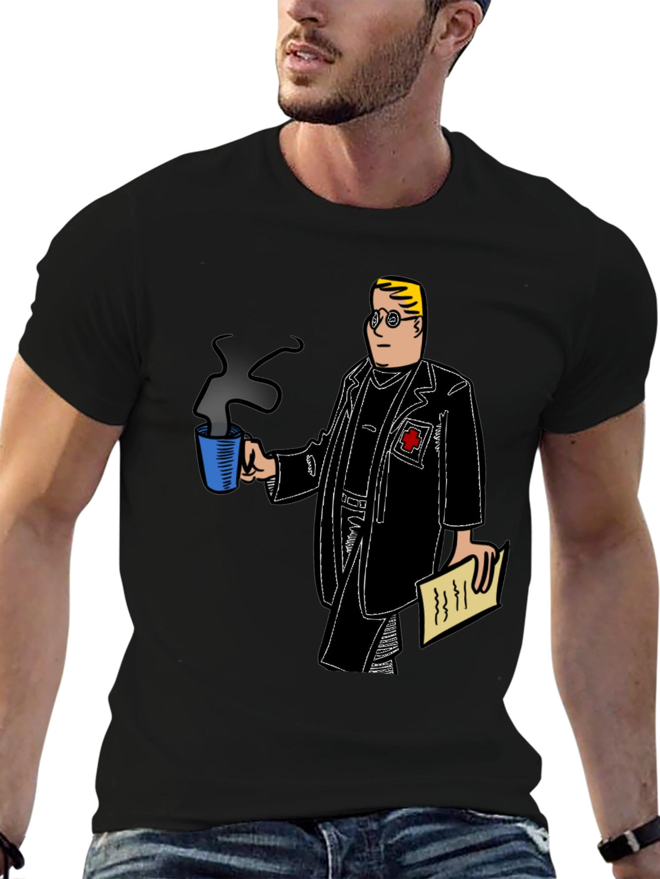 Cartoon Doctor Coffee T-Shirt