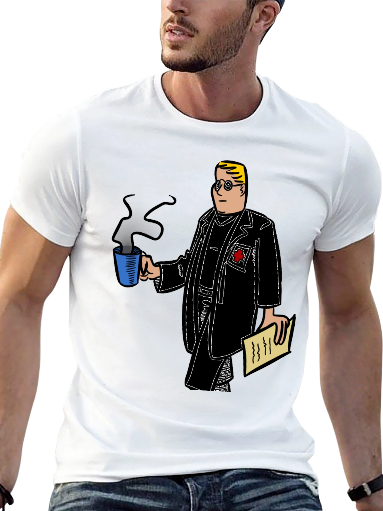 Cartoon Doctor Coffee T-Shirt
