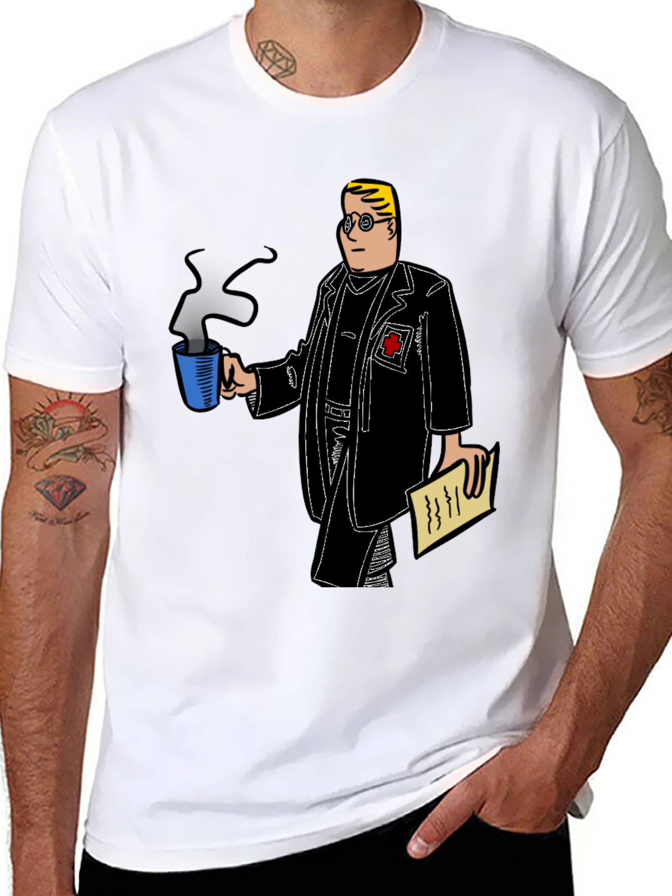 Cartoon Doctor Coffee T-Shirt