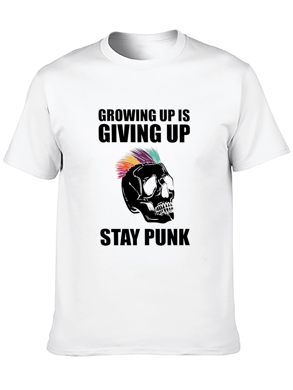 Growing Up Is Giving Up Punk Skull Black T-Shirt
