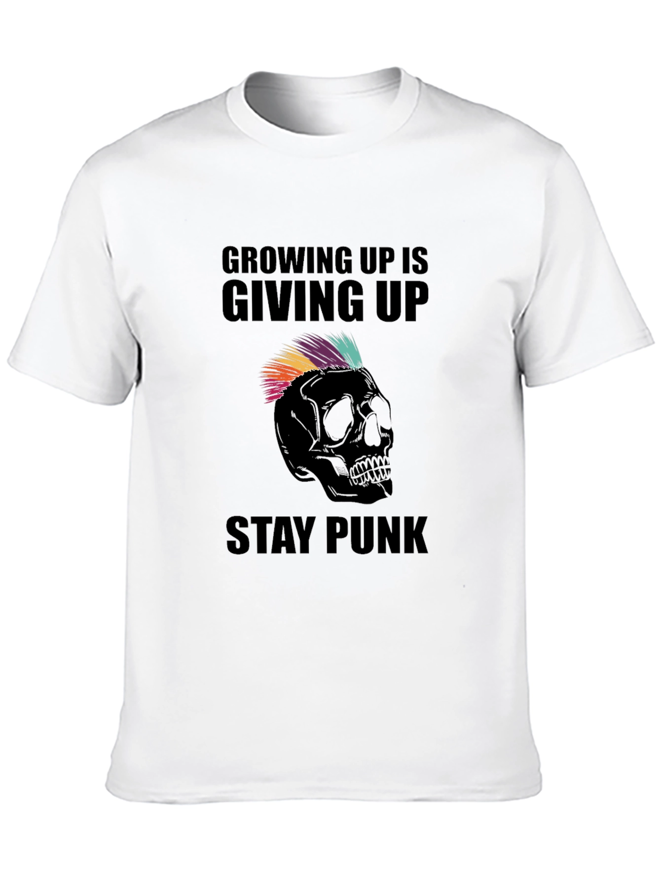 Growing Up Is Giving Up Punk Skull Black T-Shirt