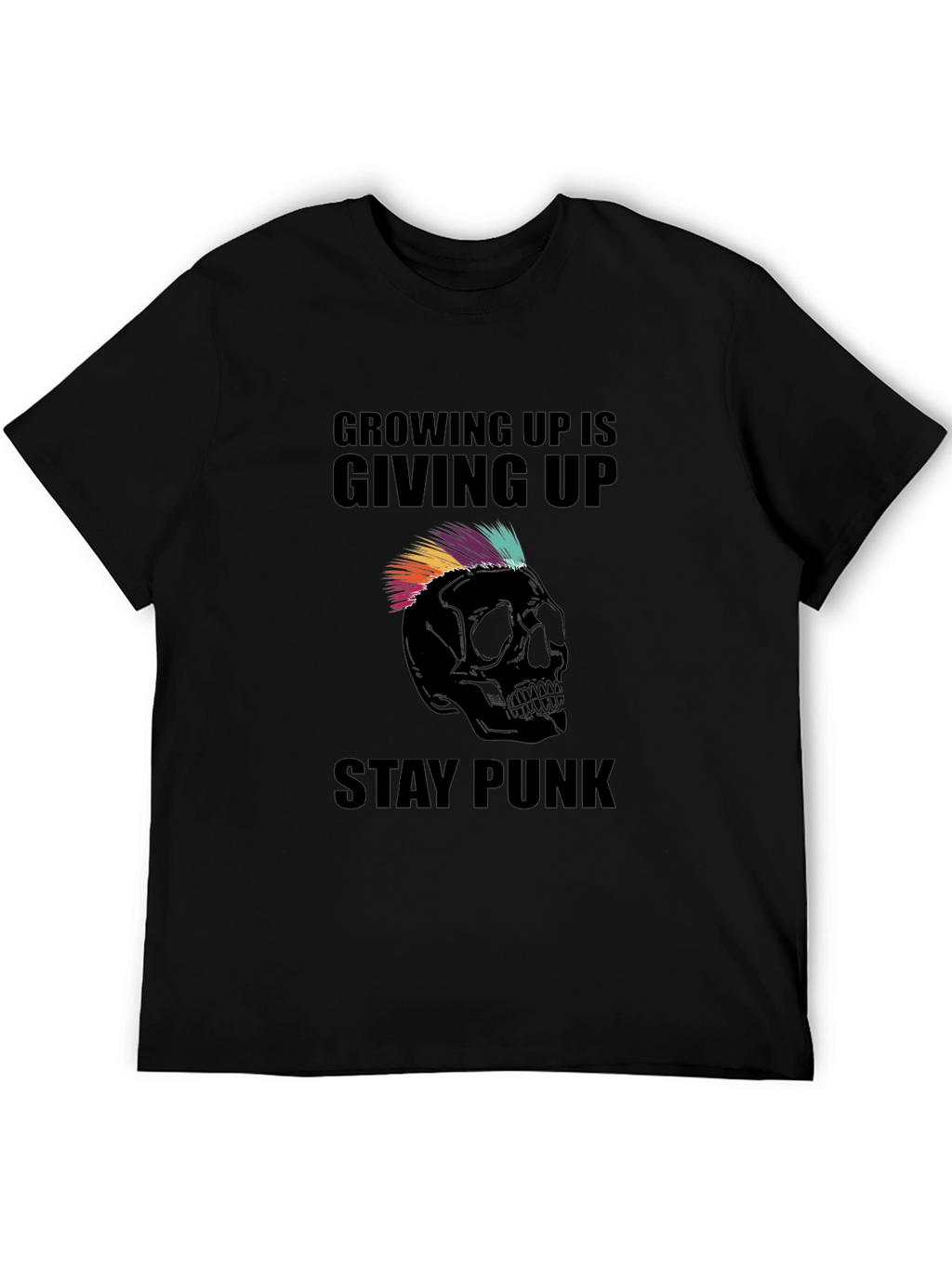 Growing Up Is Giving Up Punk Skull Black T-Shirt