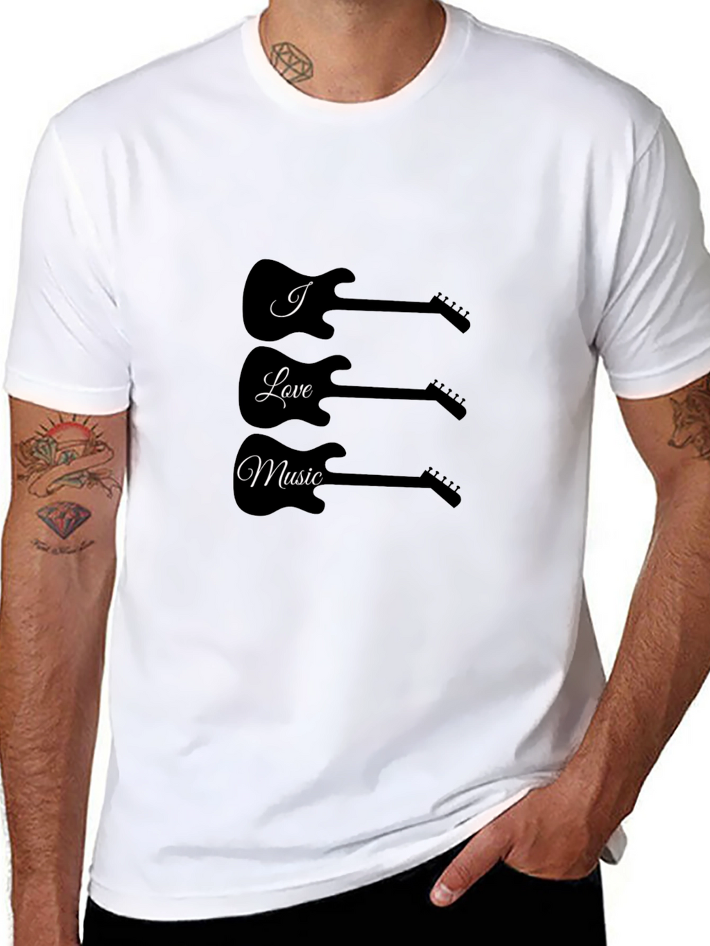 I Love Music Guitar T-Shirt