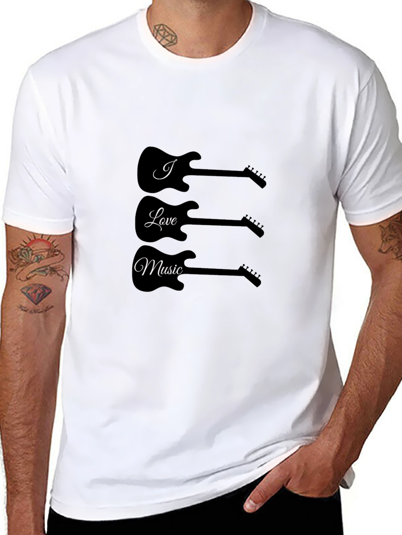 I Love Music Guitar T-Shirt
