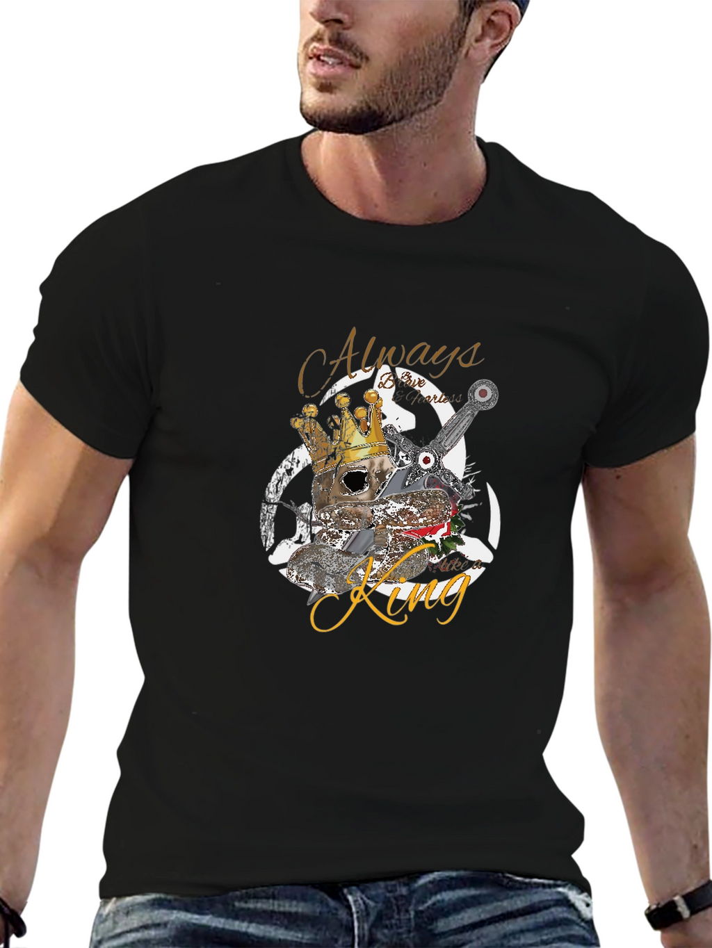 Always King Graphic Tee - Trendy Mens Black T-Shirt