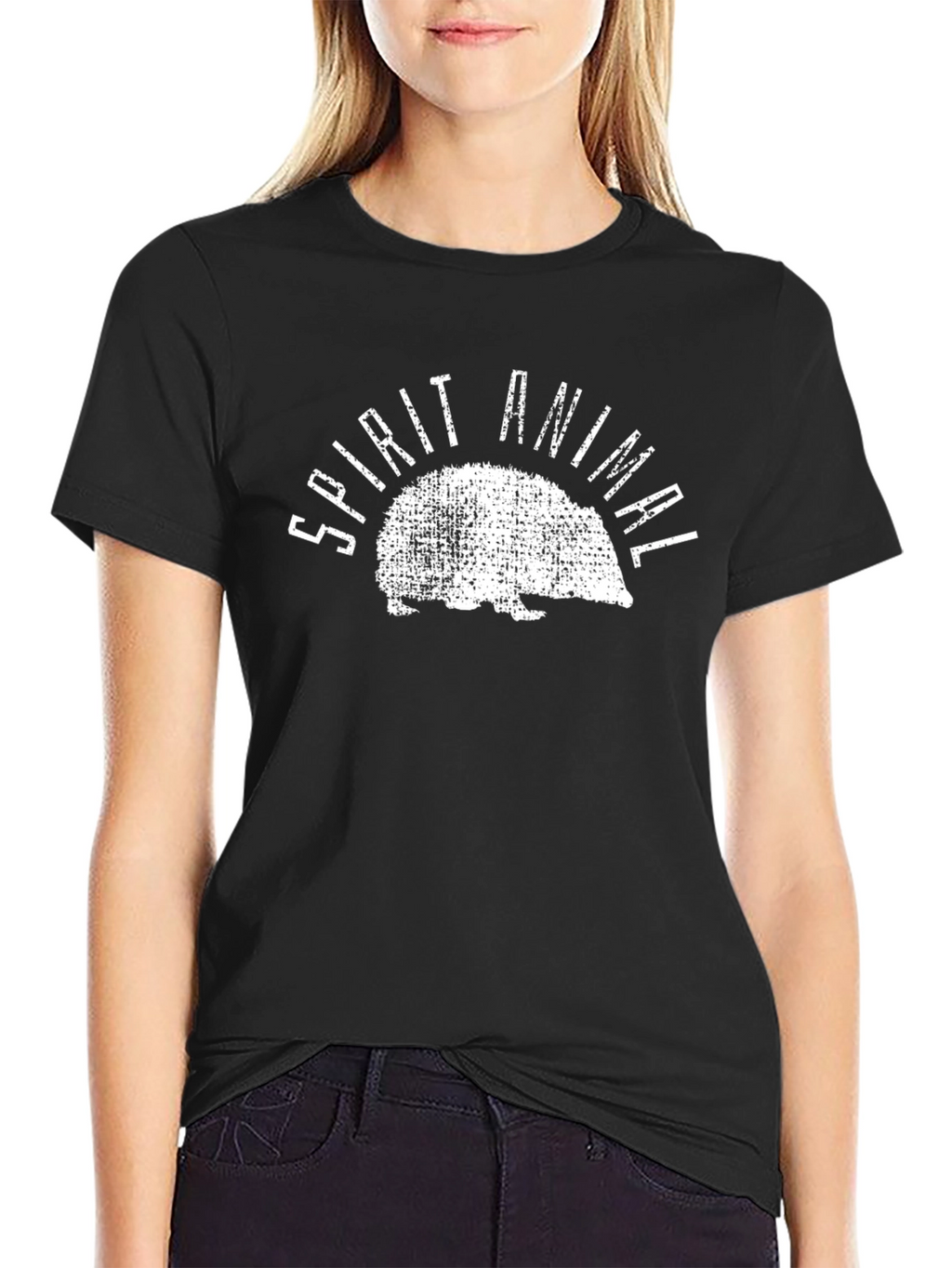Spirit Animal Hedgehog Graphic Tee - Black