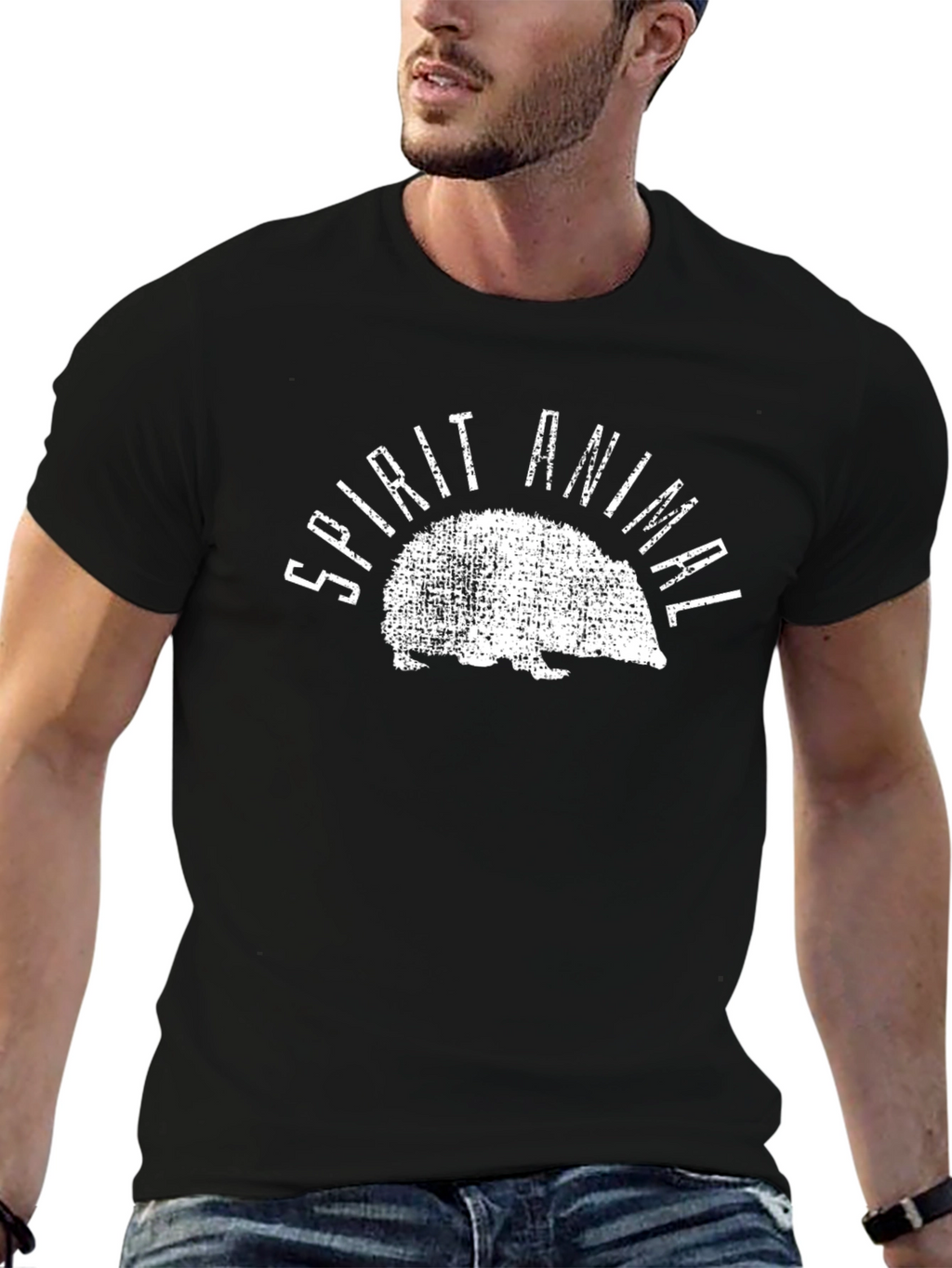 Spirit Animal Hedgehog Graphic Tee - Black