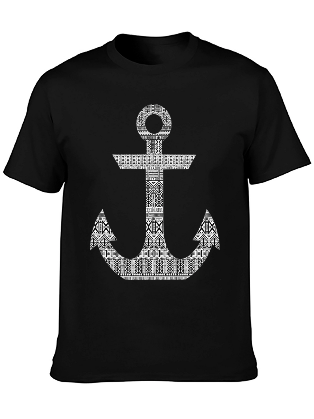 Tribal Anchor Graphic Print Black T-Shirt