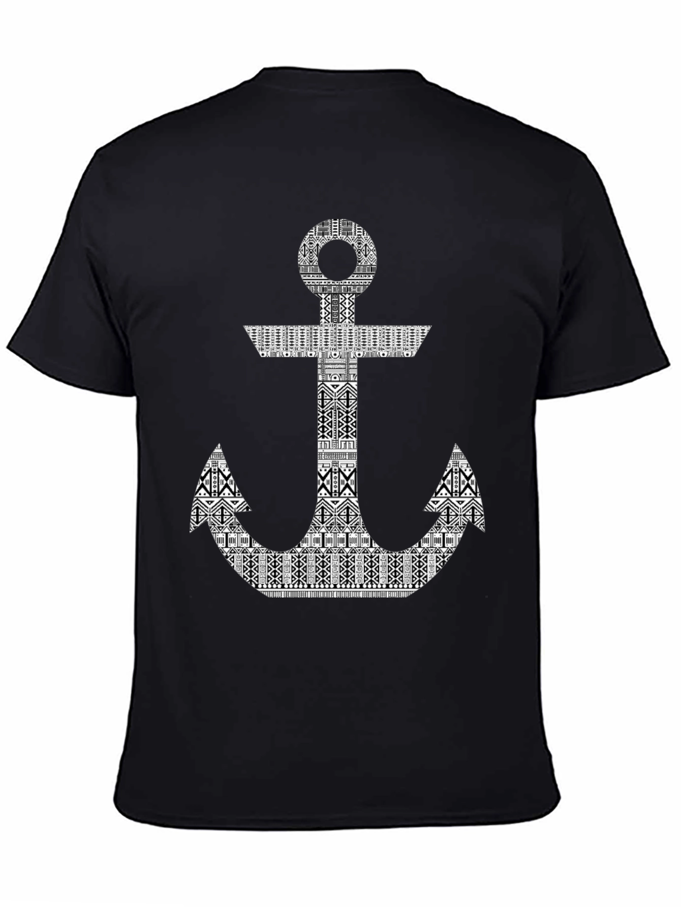 Tribal Anchor Graphic Print Black T-Shirt