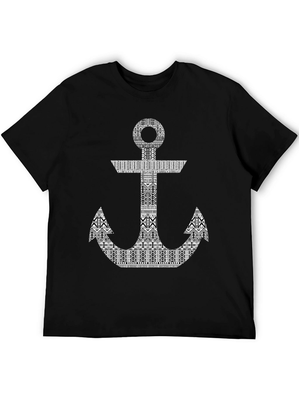 Tribal Anchor Graphic Print Black T-Shirt