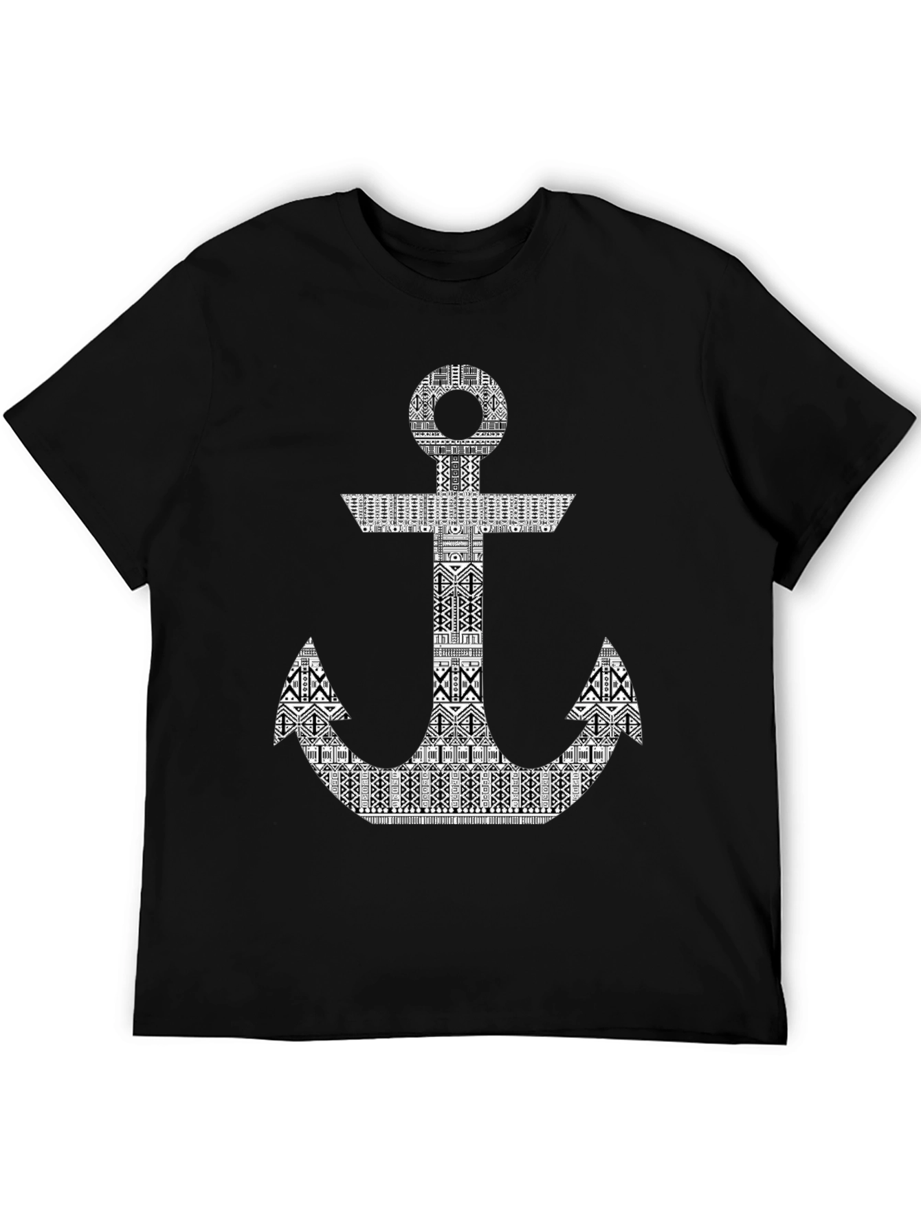 Tribal Anchor Graphic Print Black T-Shirt