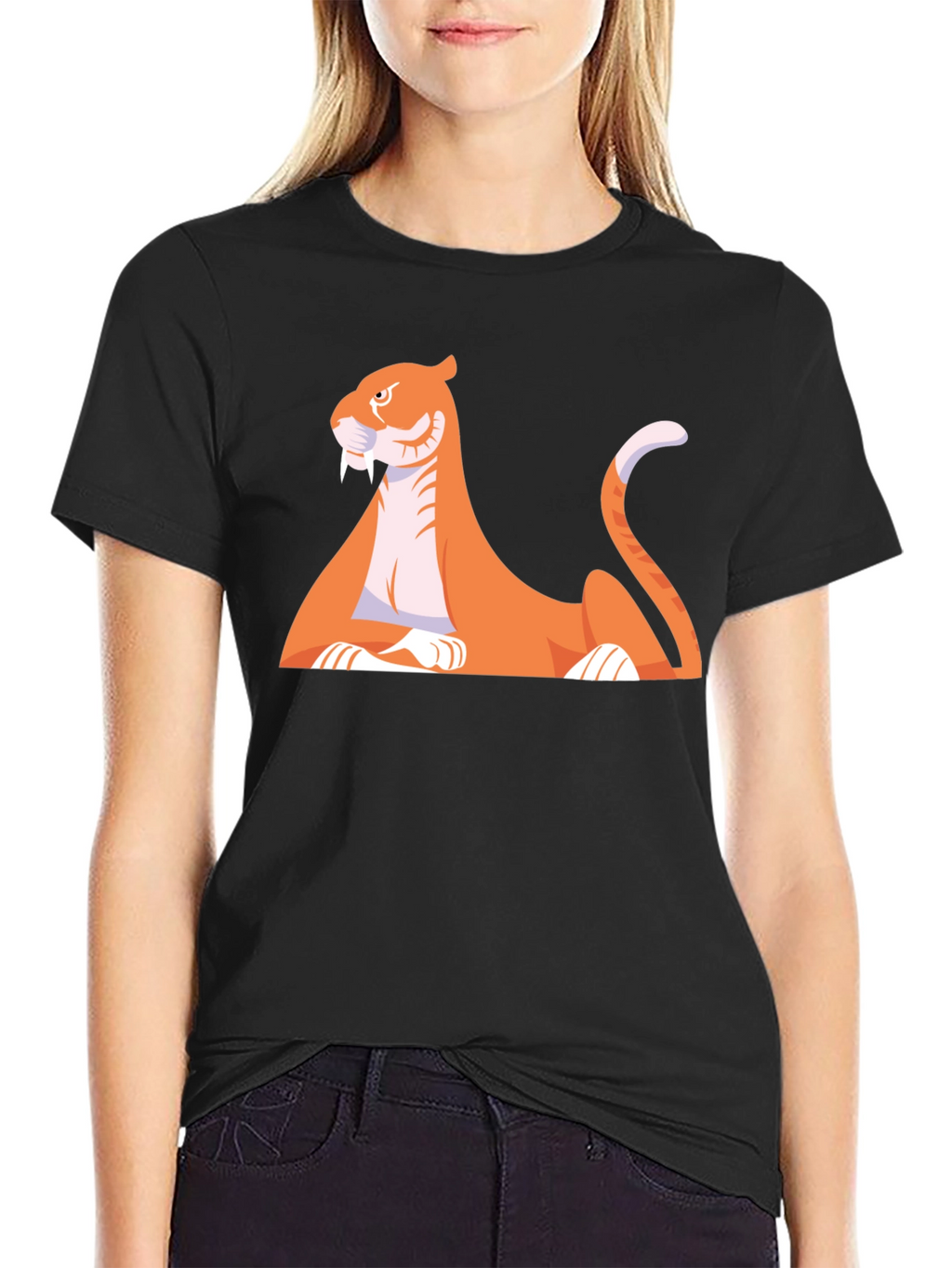 Cartoon Saber-Tooth Tiger Graphic Tee
