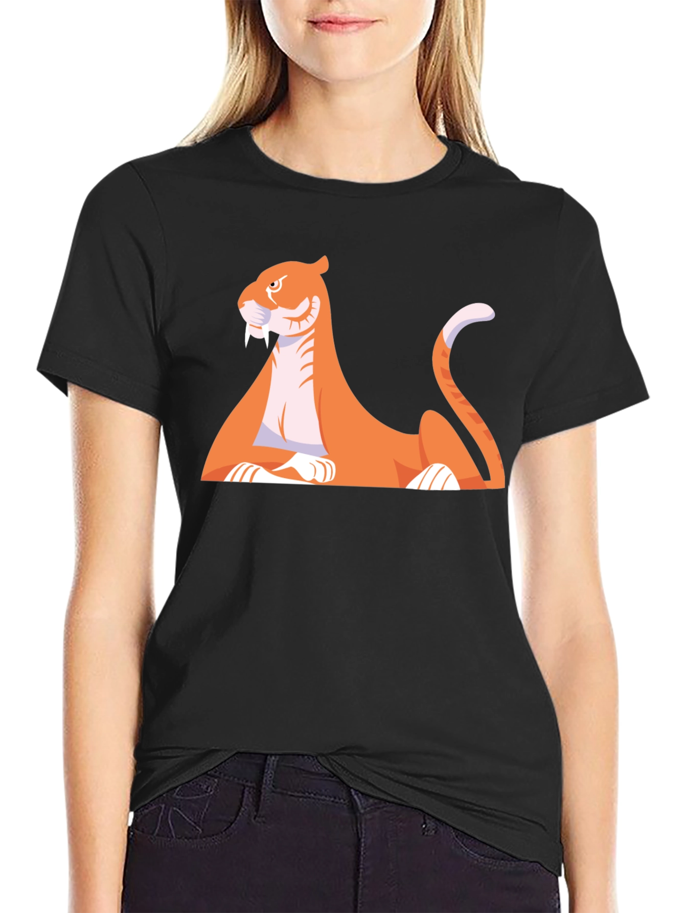 Cartoon Saber-Tooth Tiger Graphic Tee