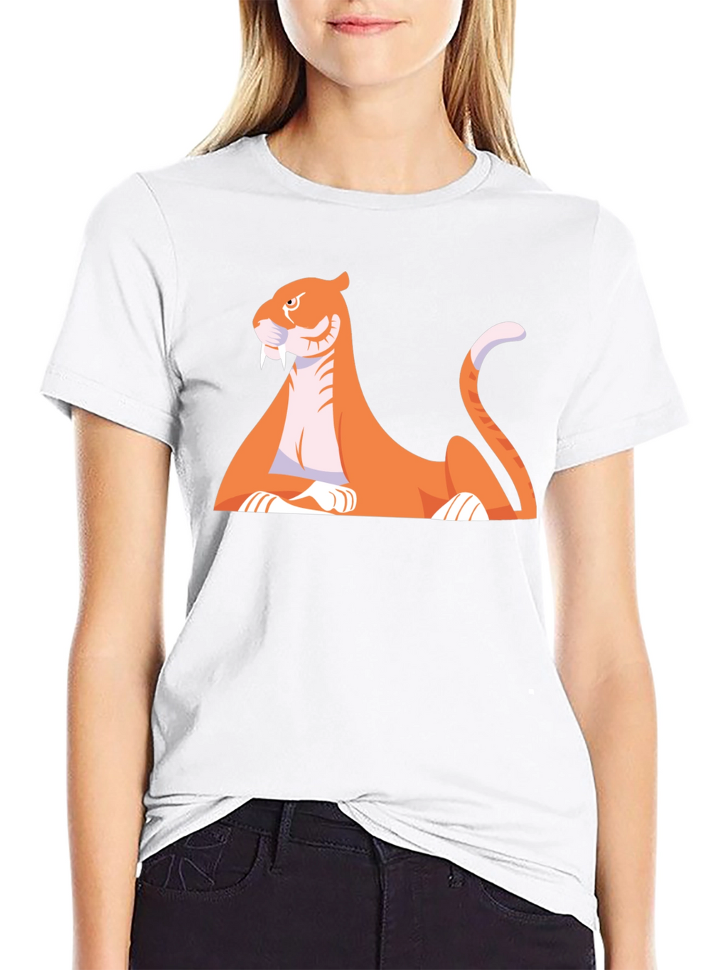 Cartoon Saber-Tooth Tiger Graphic Tee