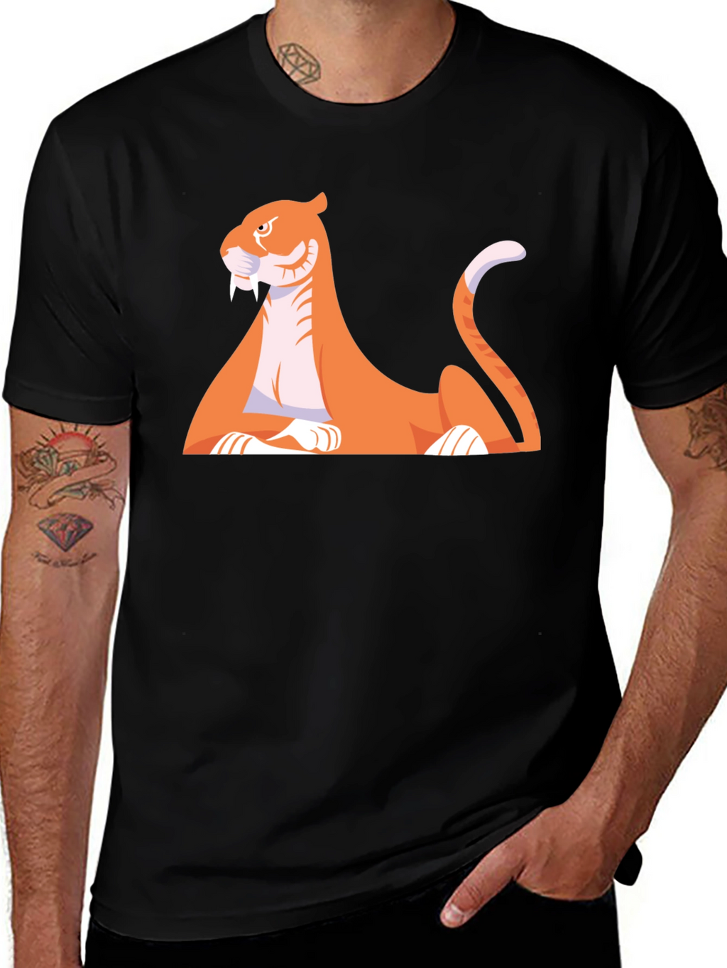 Cartoon Saber-Tooth Tiger Graphic Tee