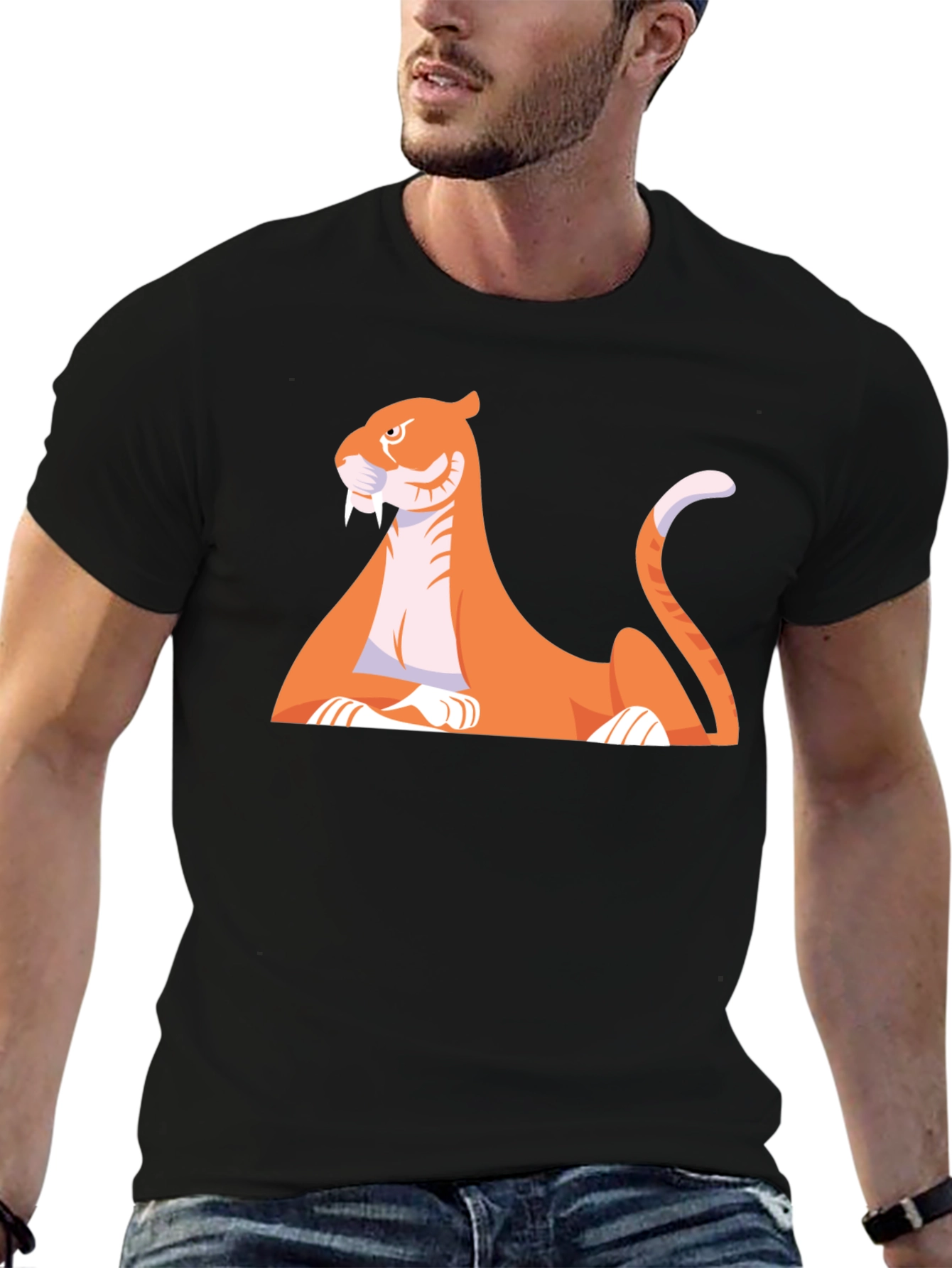 Cartoon Saber-Tooth Tiger Graphic Tee