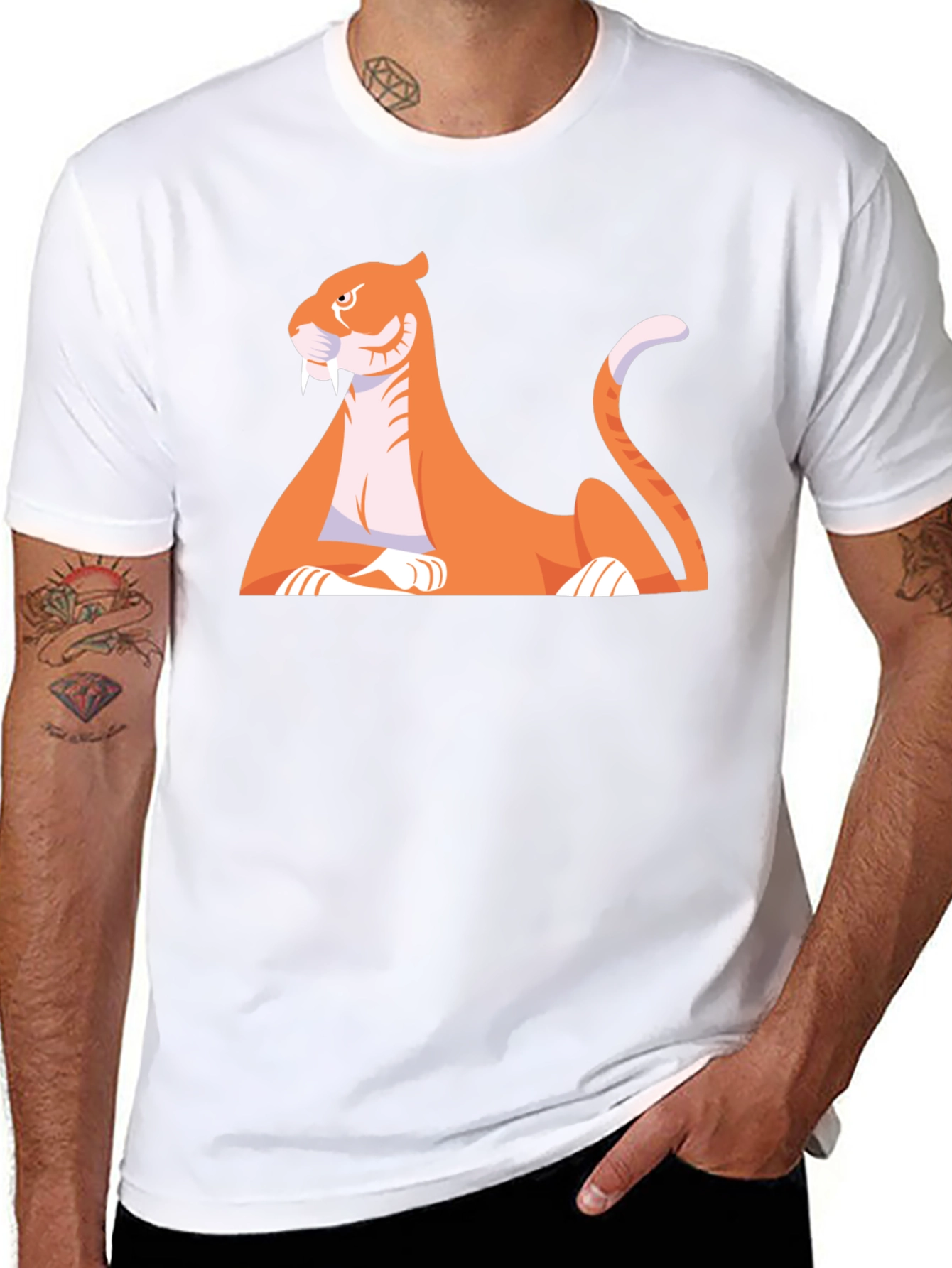 Cartoon Saber-Tooth Tiger Graphic Tee
