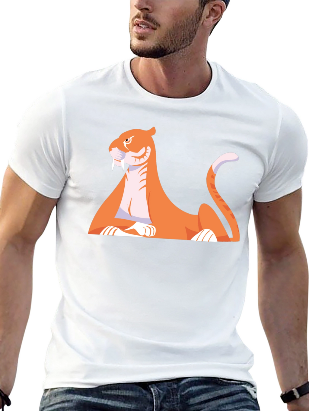 Cartoon Saber-Tooth Tiger Graphic Tee