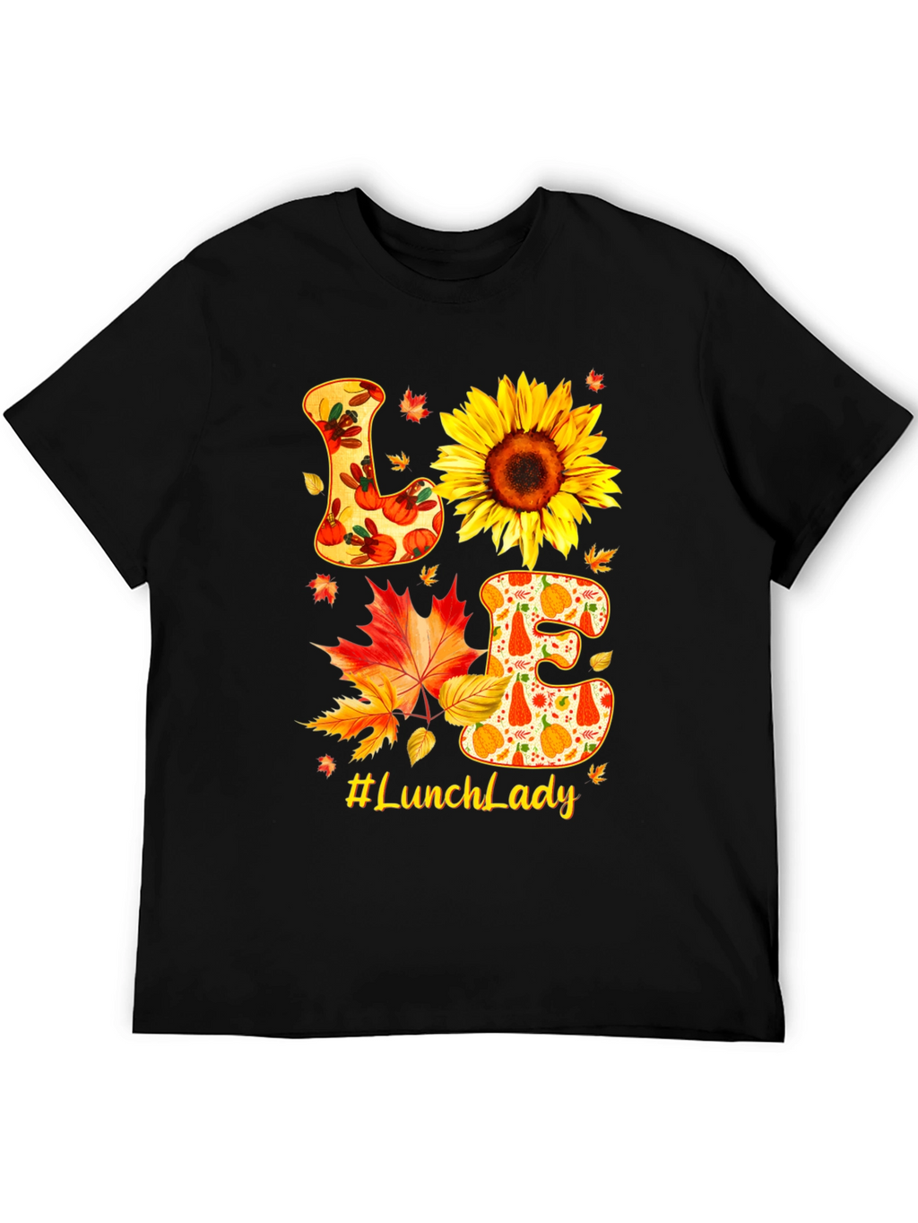 Lunch Lady Fall T-Shirt Love Sunflower