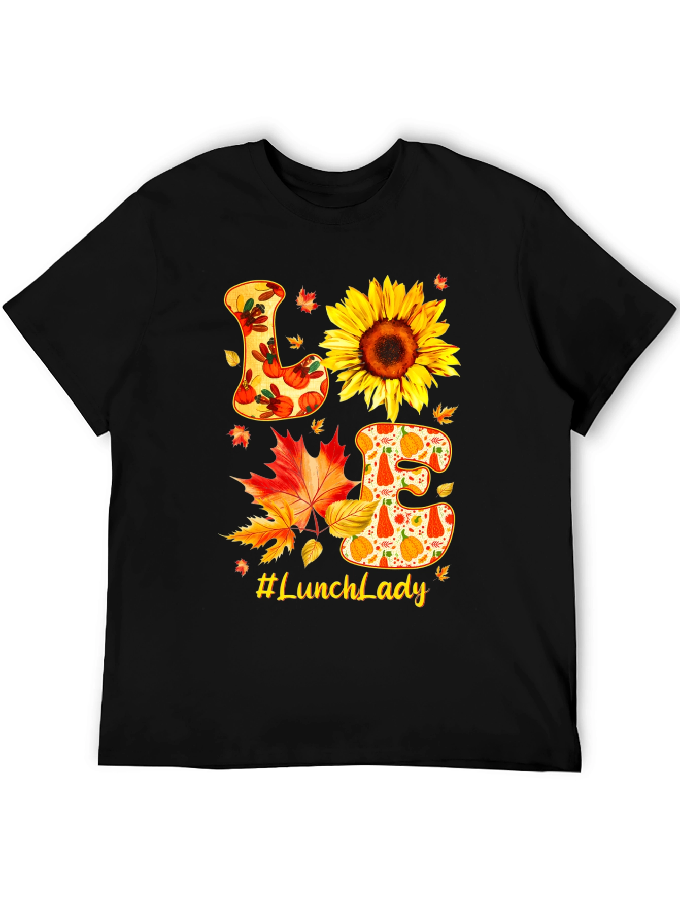 Lunch Lady Fall T-Shirt Love Sunflower
