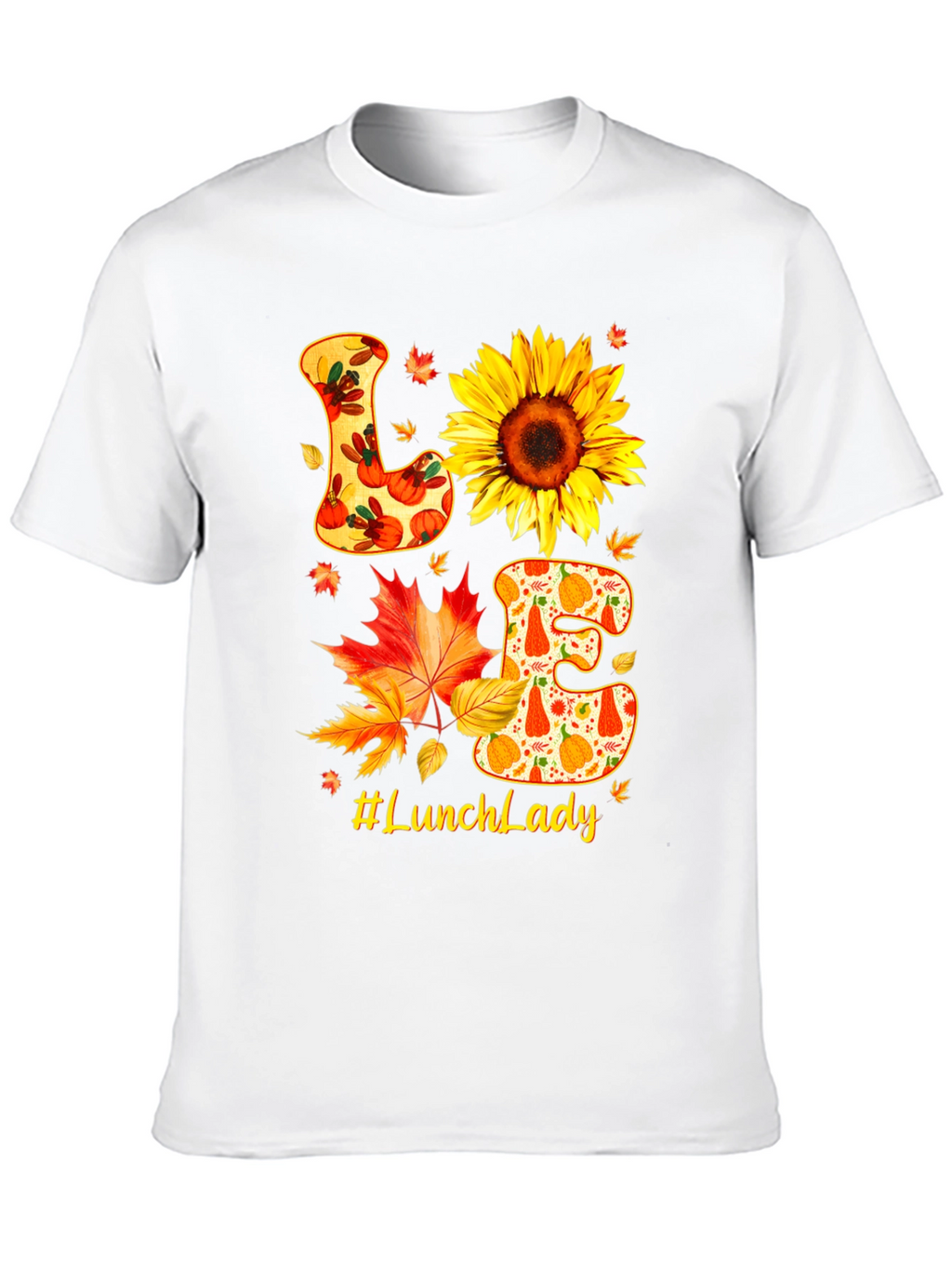 Lunch Lady Fall T-Shirt Love Sunflower