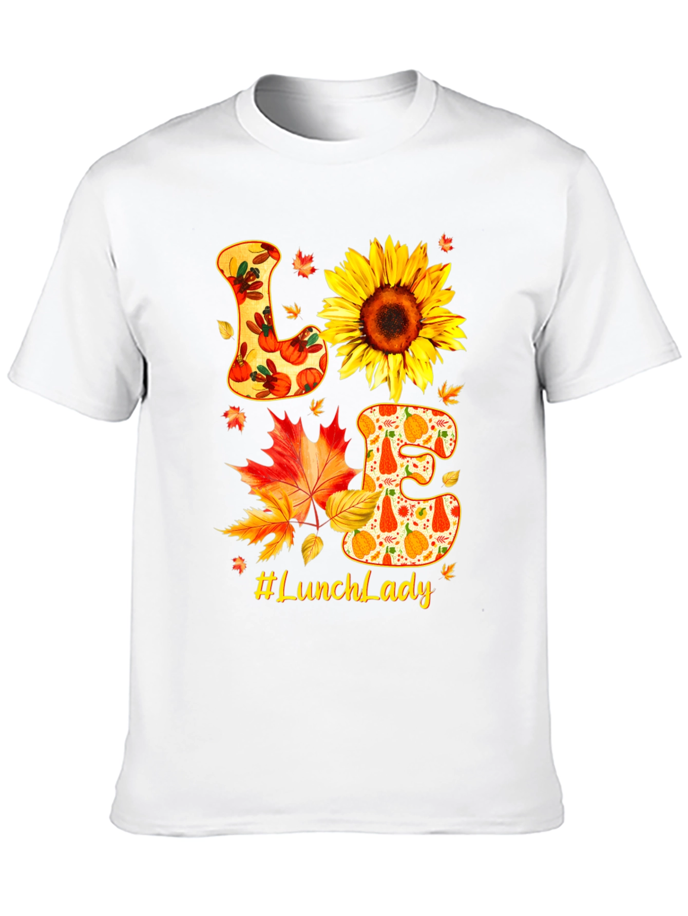 Lunch Lady Fall T-Shirt Love Sunflower